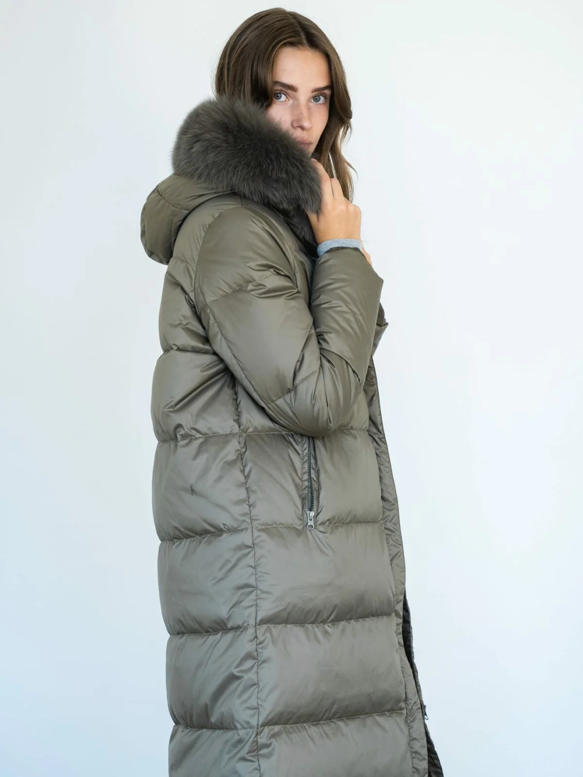 ALVA DOWN COAT - OLIVE GREEN - Image 4