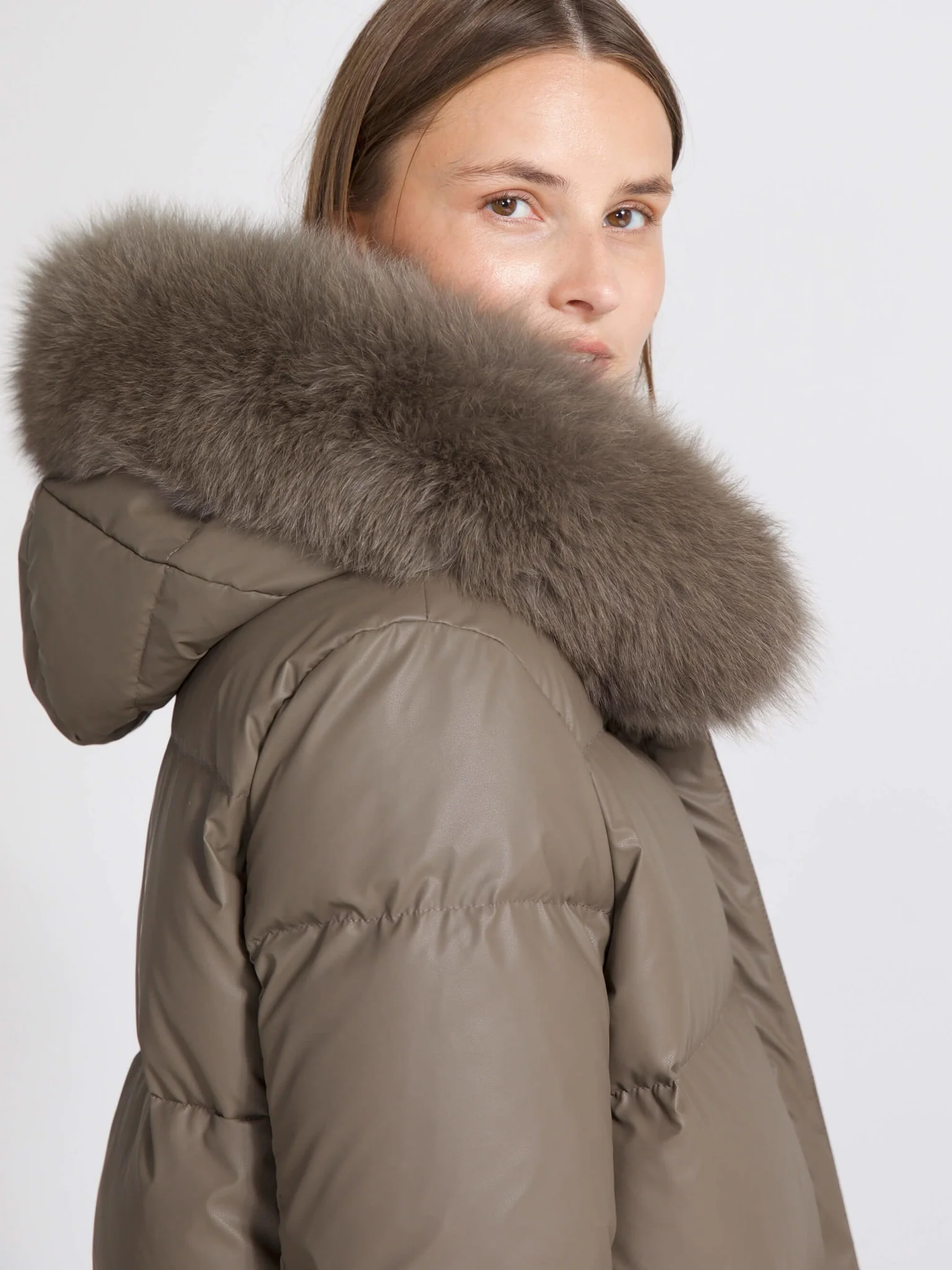 ALVA PUFFER COAT - GREY/BROWN - Image 3