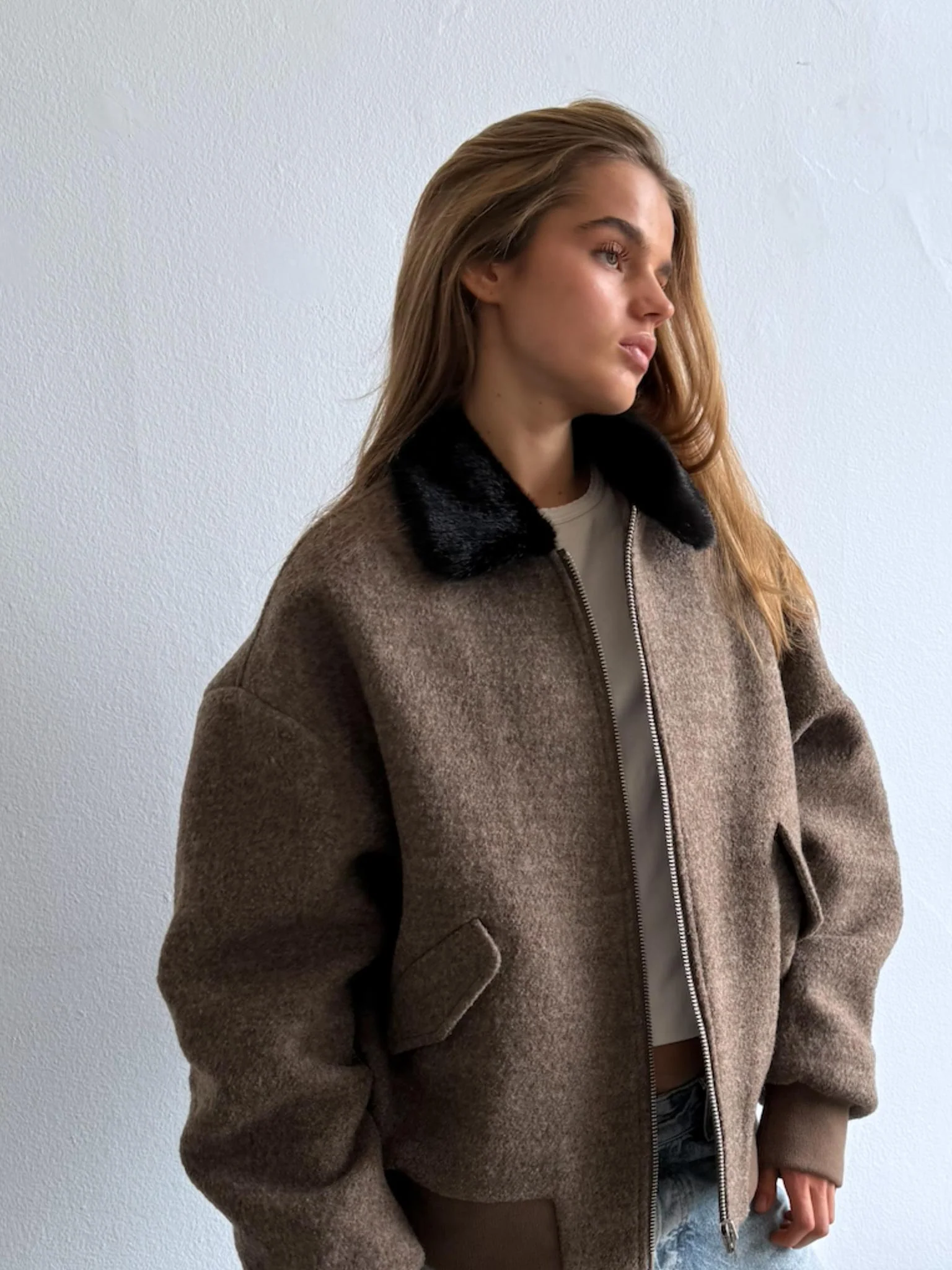 AVERY BOBMER JACKET - BROWN/BLACK - Image 6