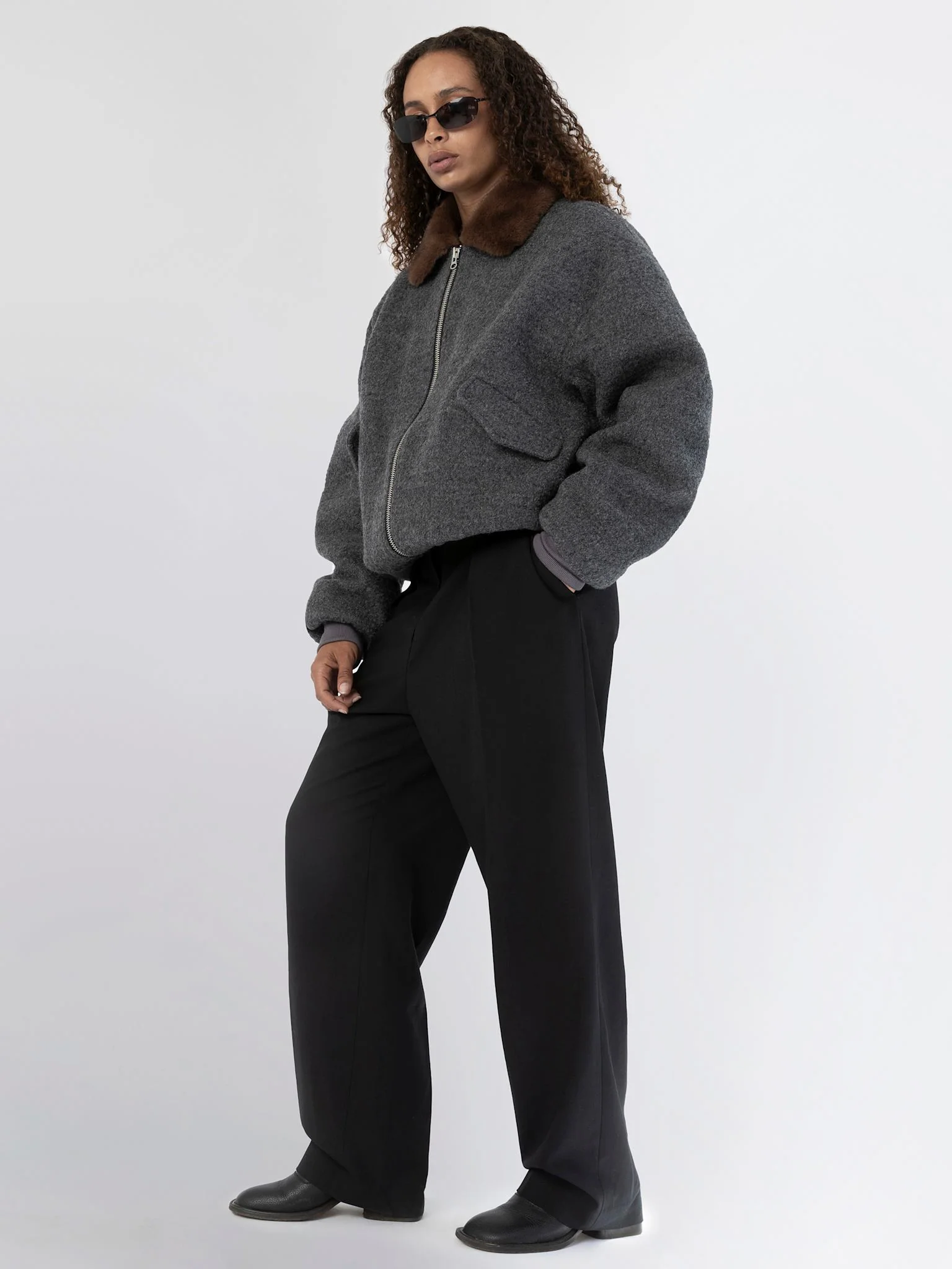 AVERY BOMBER JACKET - GREY/BROWN - Image 10