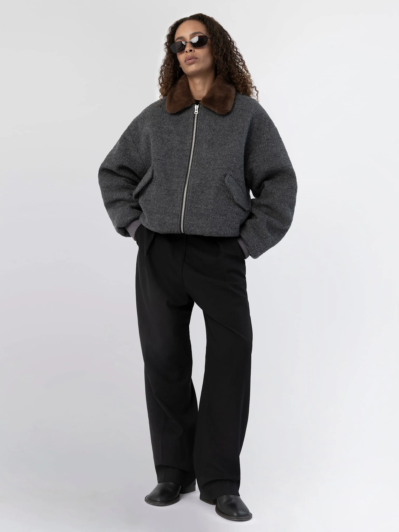 AVERY BOMBER JACKET - GREY/BROWN - Image 4