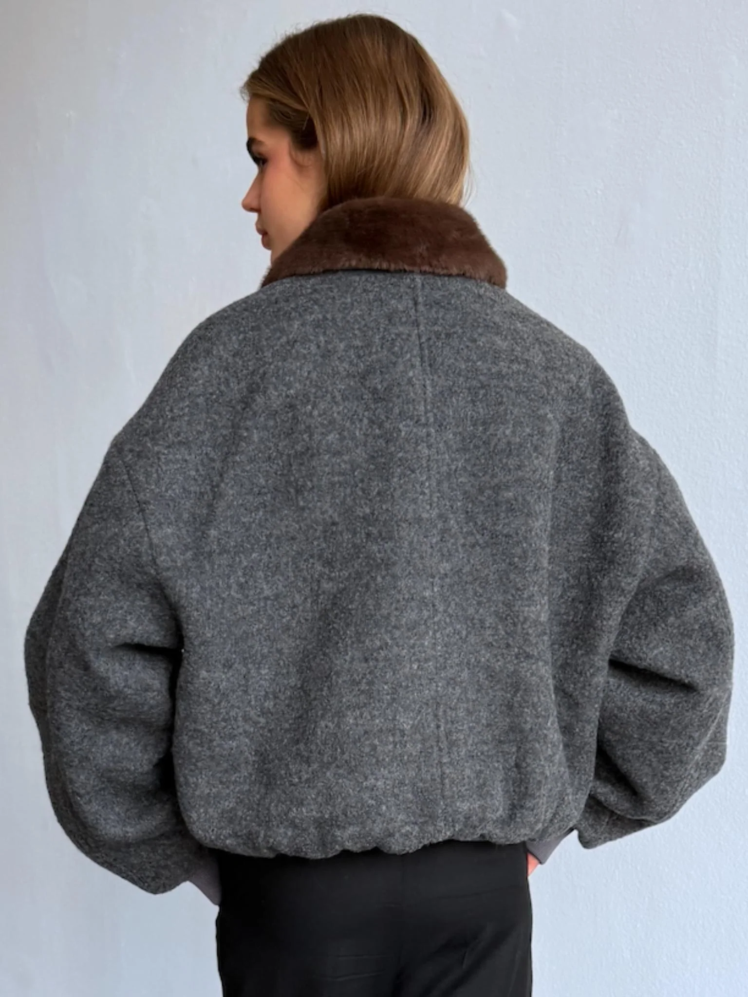 AVERY BOMBER JACKET - GREY/BROWN - Image 5
