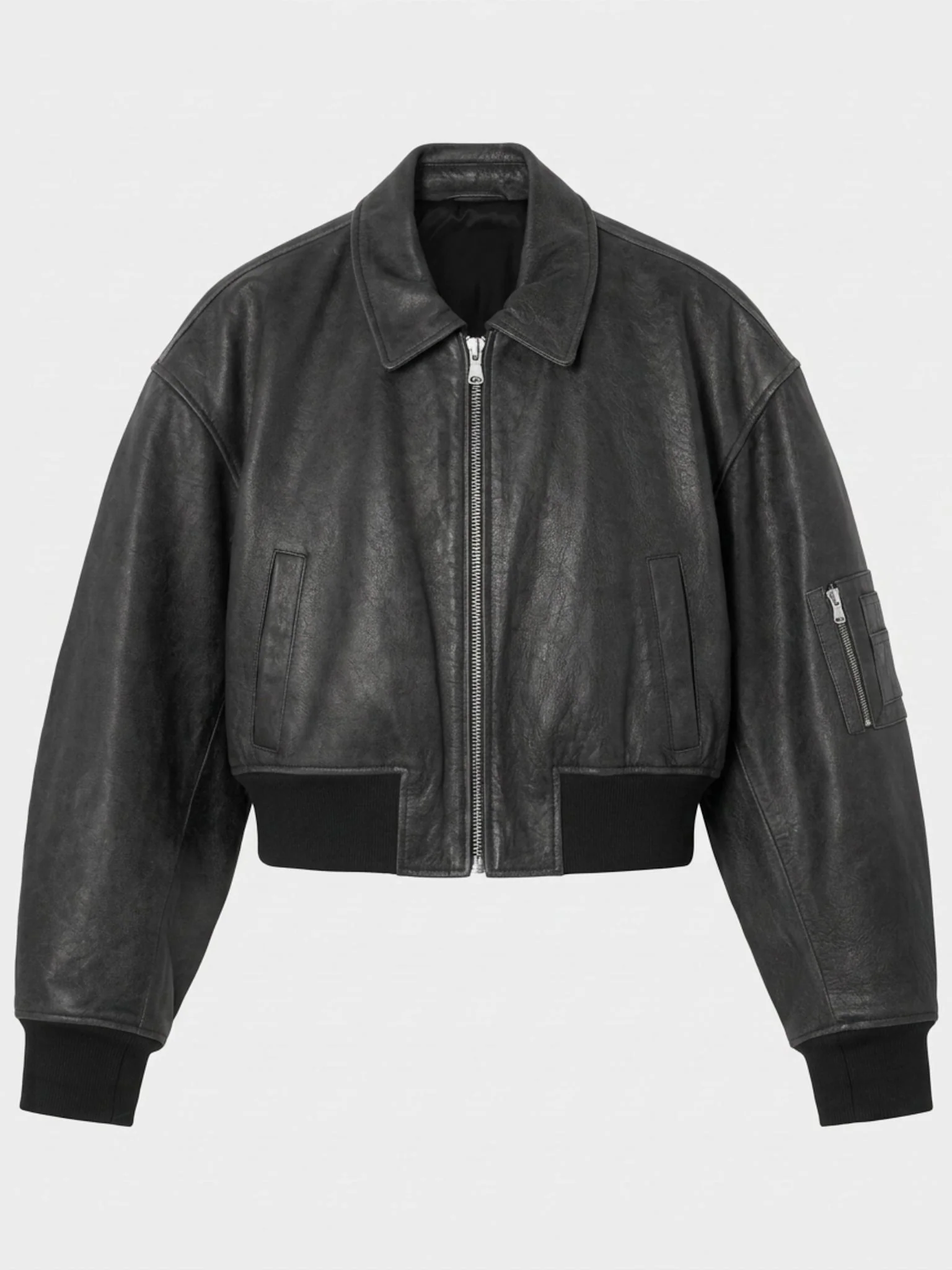 BONNIE CROPPED BOMBER - BLACK - Image 10