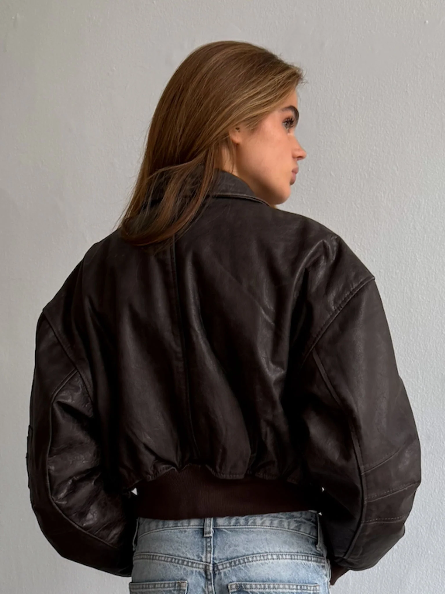 BONNIE CROPPED BOMBER - BROWN - Image 7