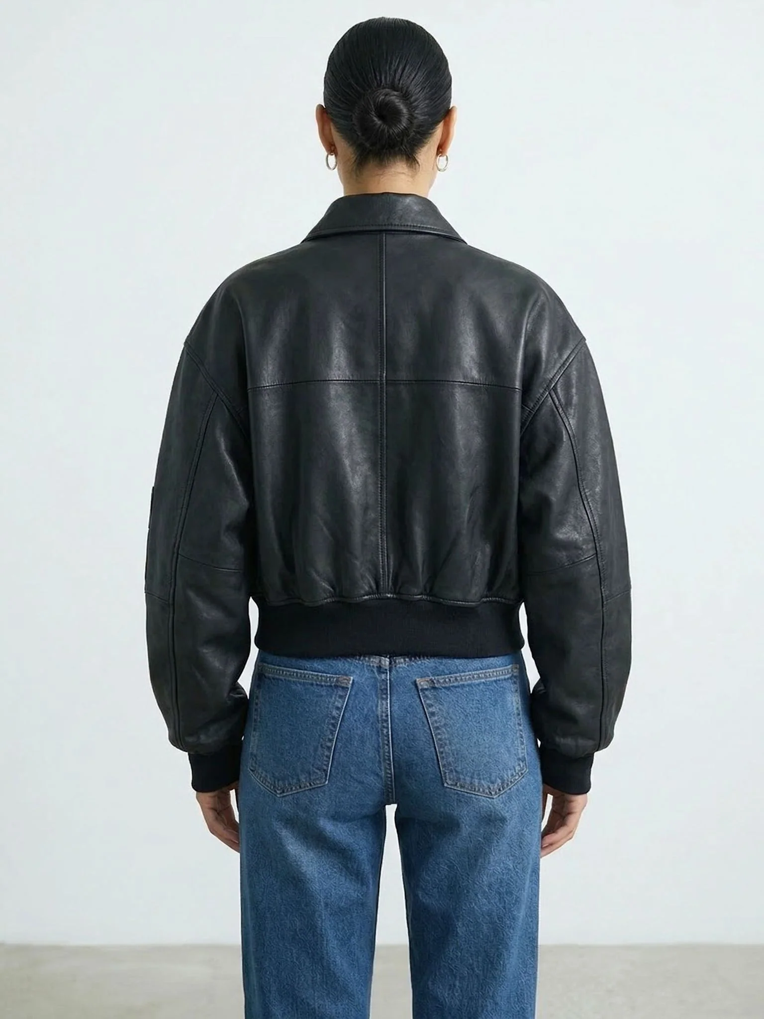 BONNIE LEATHER BOMBER - BLACK - Image 3