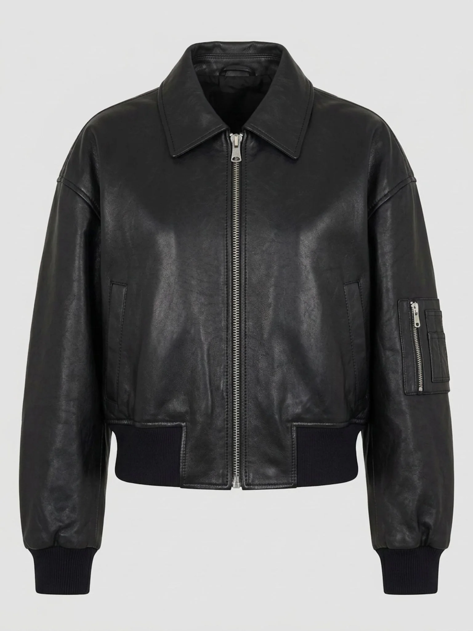 BONNIE LEATHER BOMBER - BLACK - Image 6