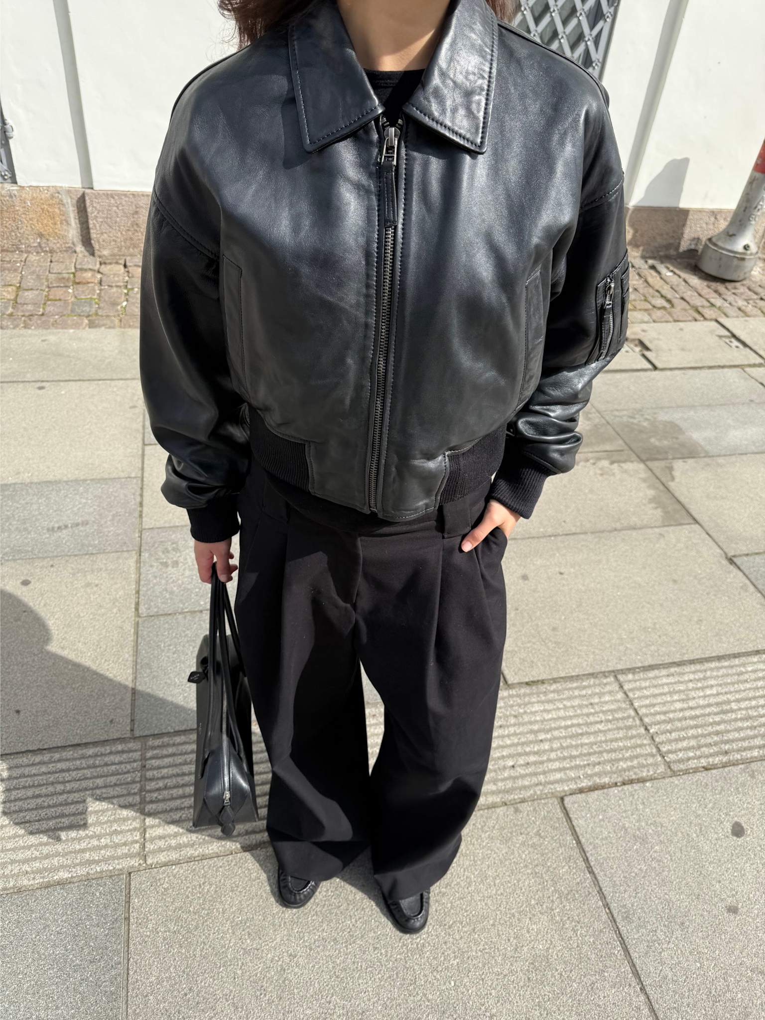 BONNIE LEATHER BOMBER - BLACK - Image 7