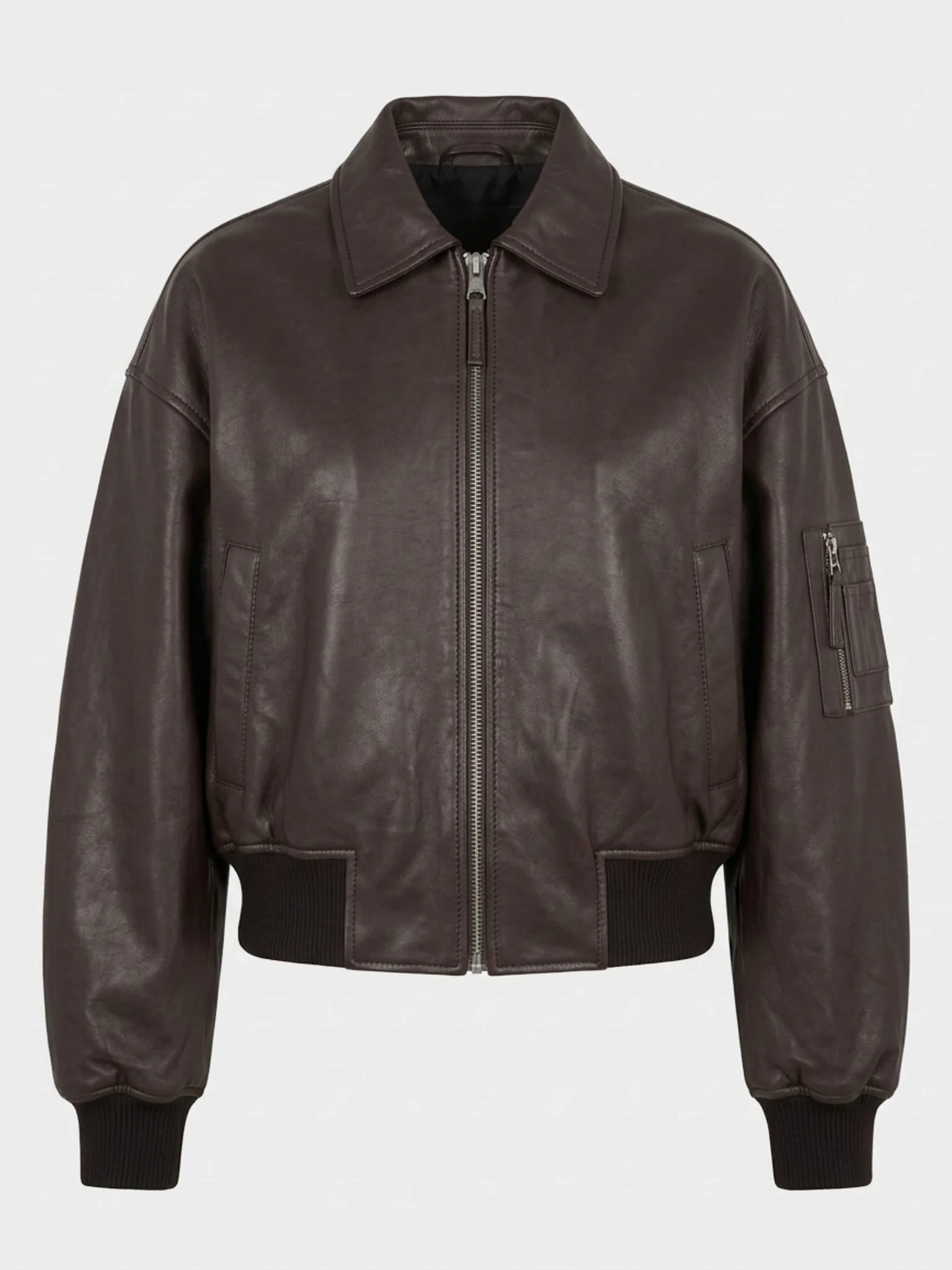BONNIE LEATHER BOMBER - BROWN - Image 8