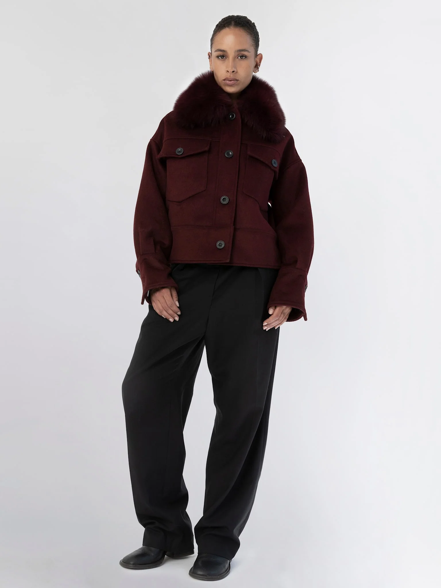 CHARLIE WOOL JACKET - BURGUNDY - Image 3