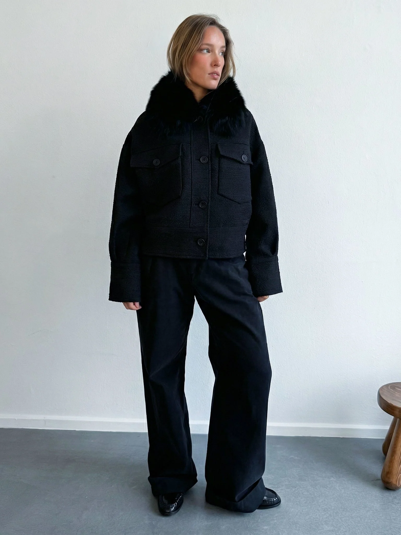 CHARLIE TWEED JACKET - BLACK - Image 2