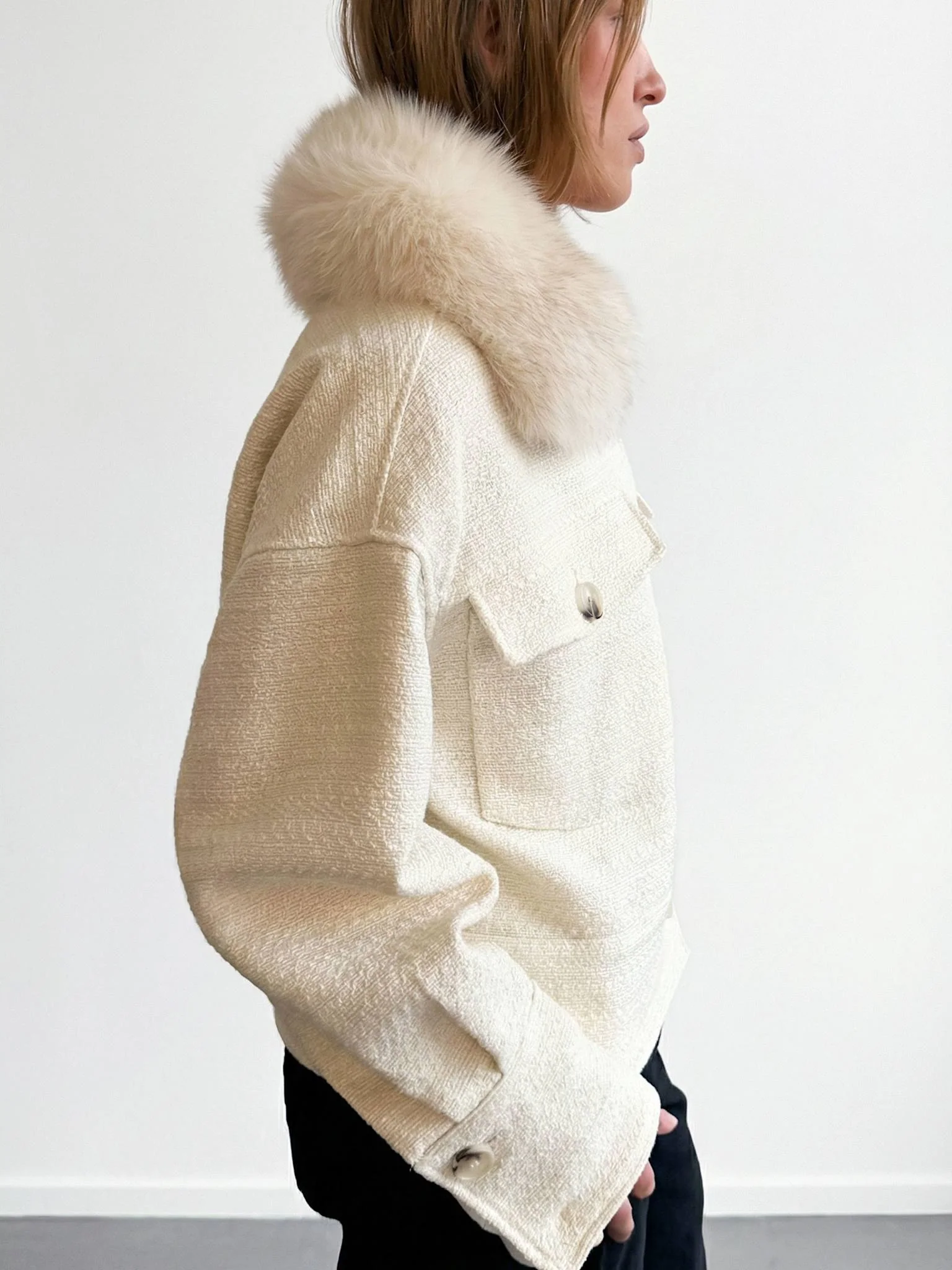 CHARLIE TWEED JACKET - CREME - Image 3