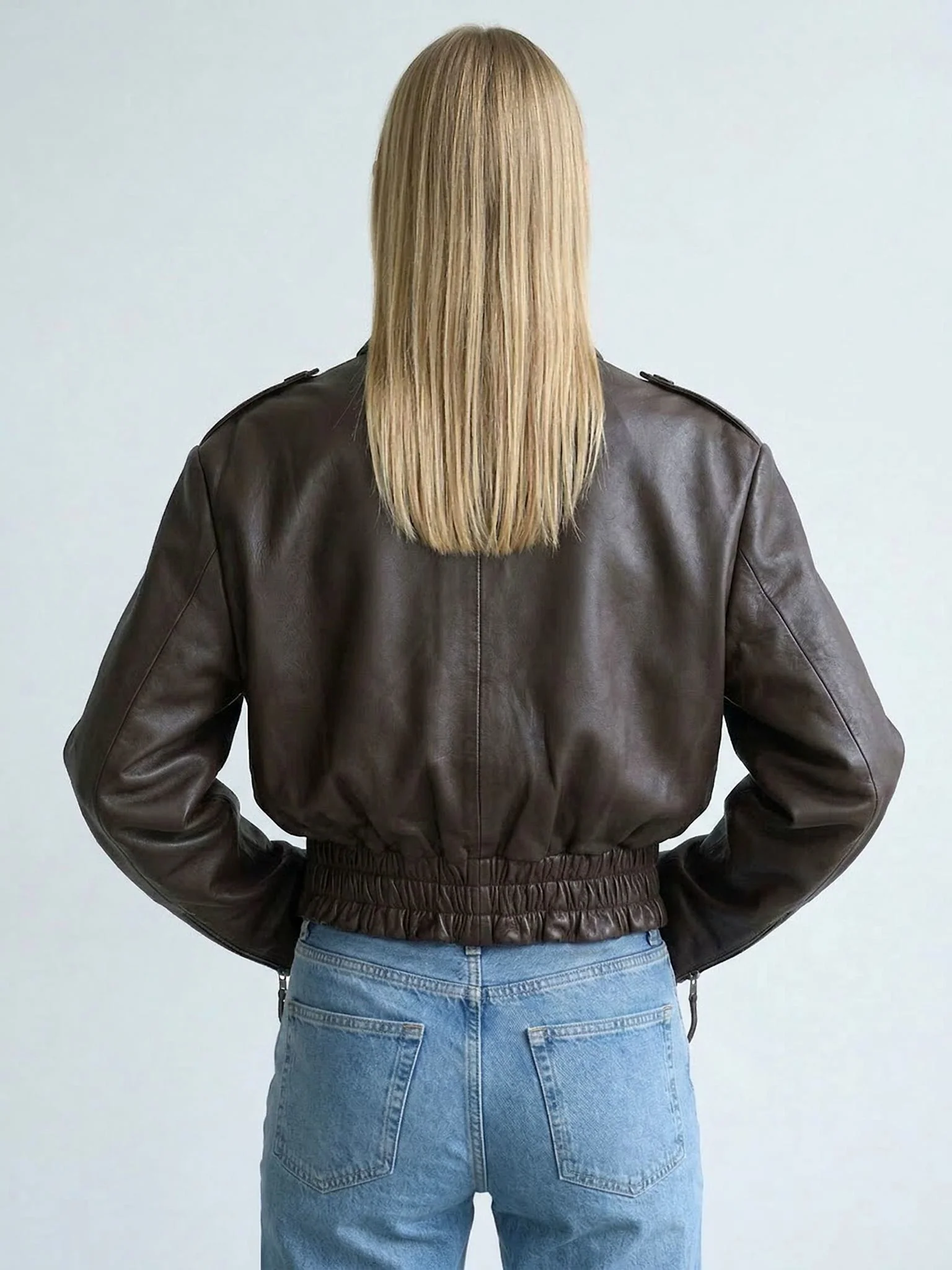 CLEO LEATHER JACKET - BROWN - Image 3