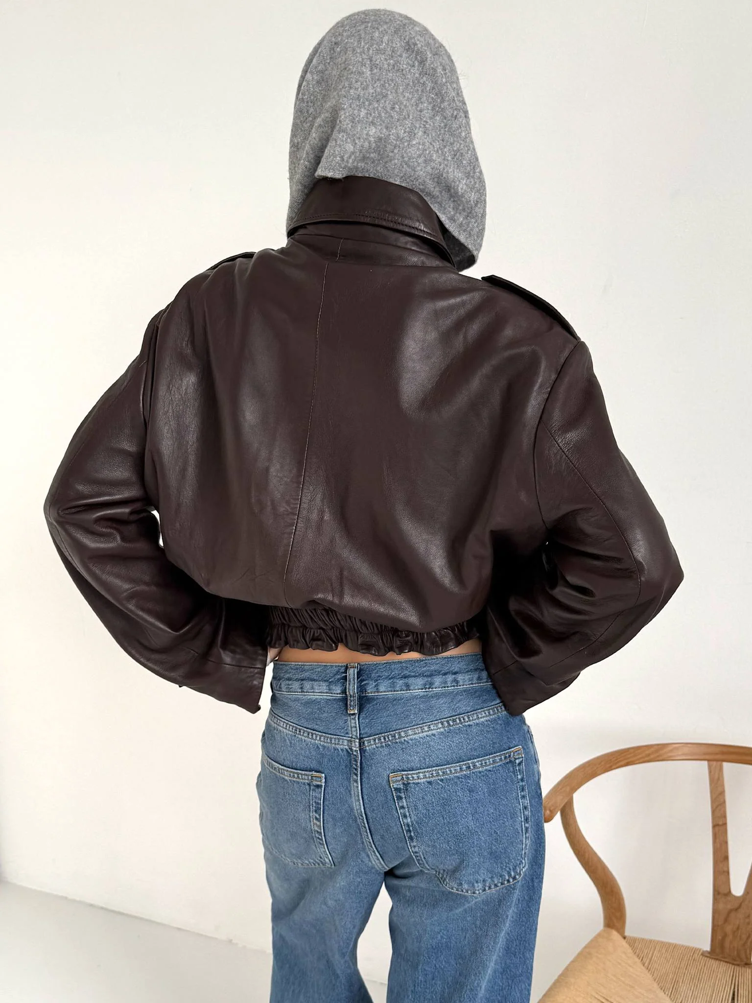 CLEO LEATHER JACKET - BROWN - Image 5