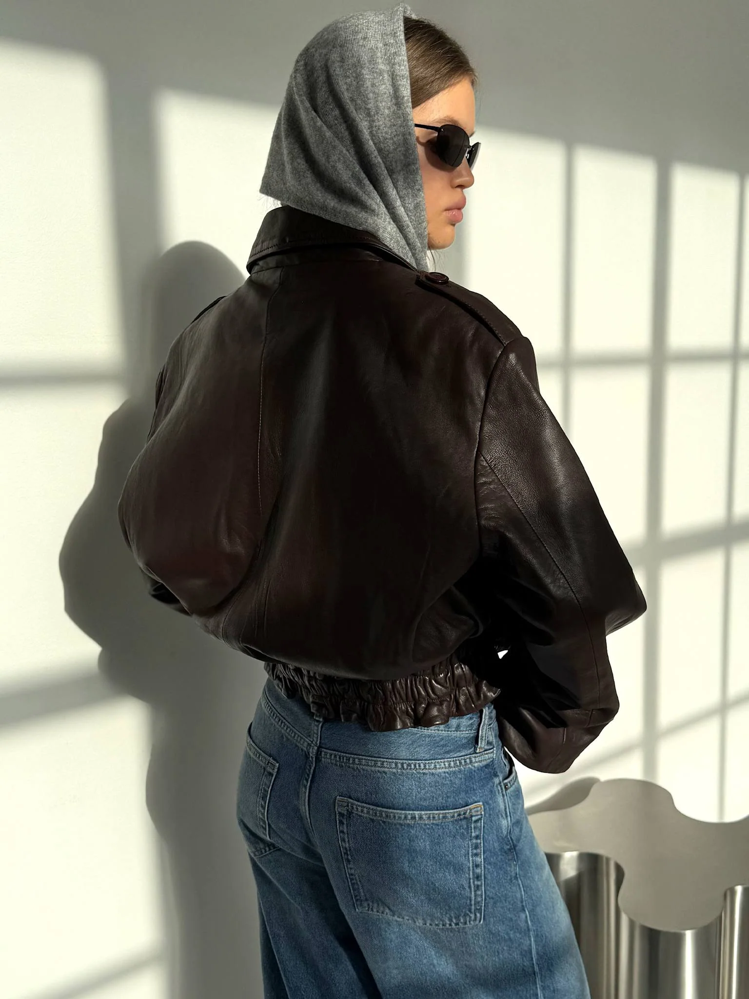 CLEO LEATHER JACKET - BROWN - Image 6