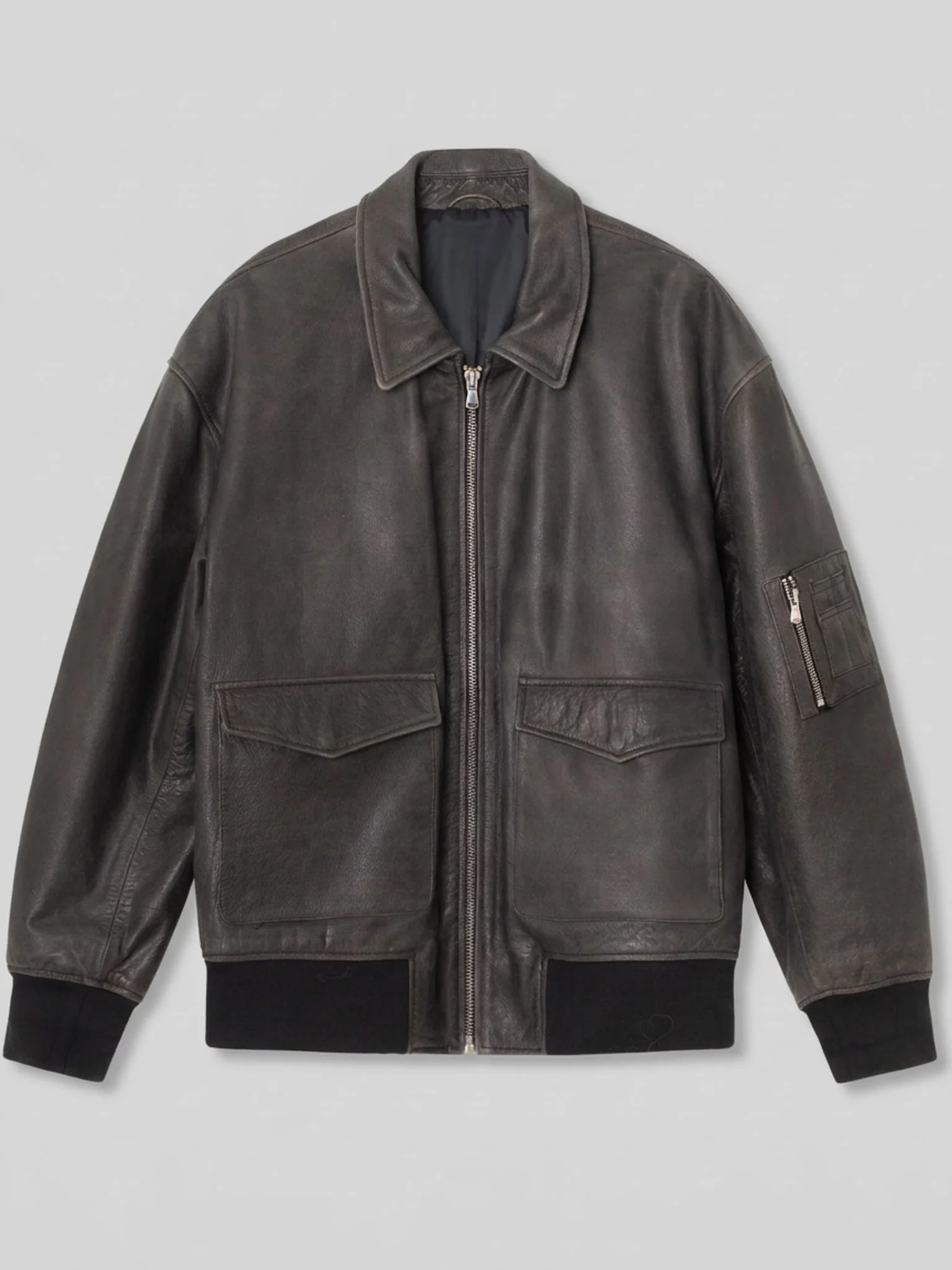 CLYDE LEATHER BOMBER - BLACK - Image 5