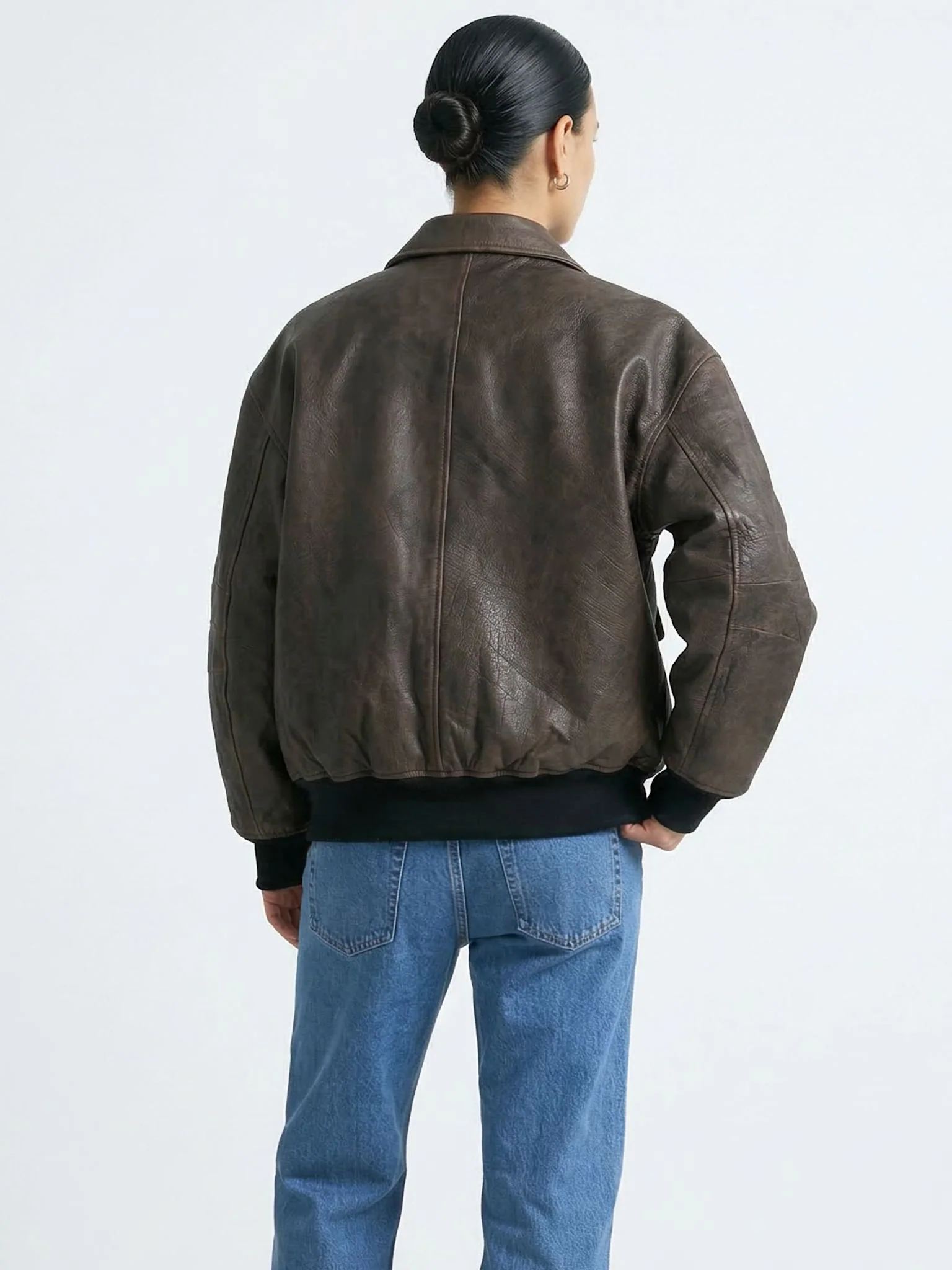 CLYDE LEATHER BOMBER - BROWN - Image 3