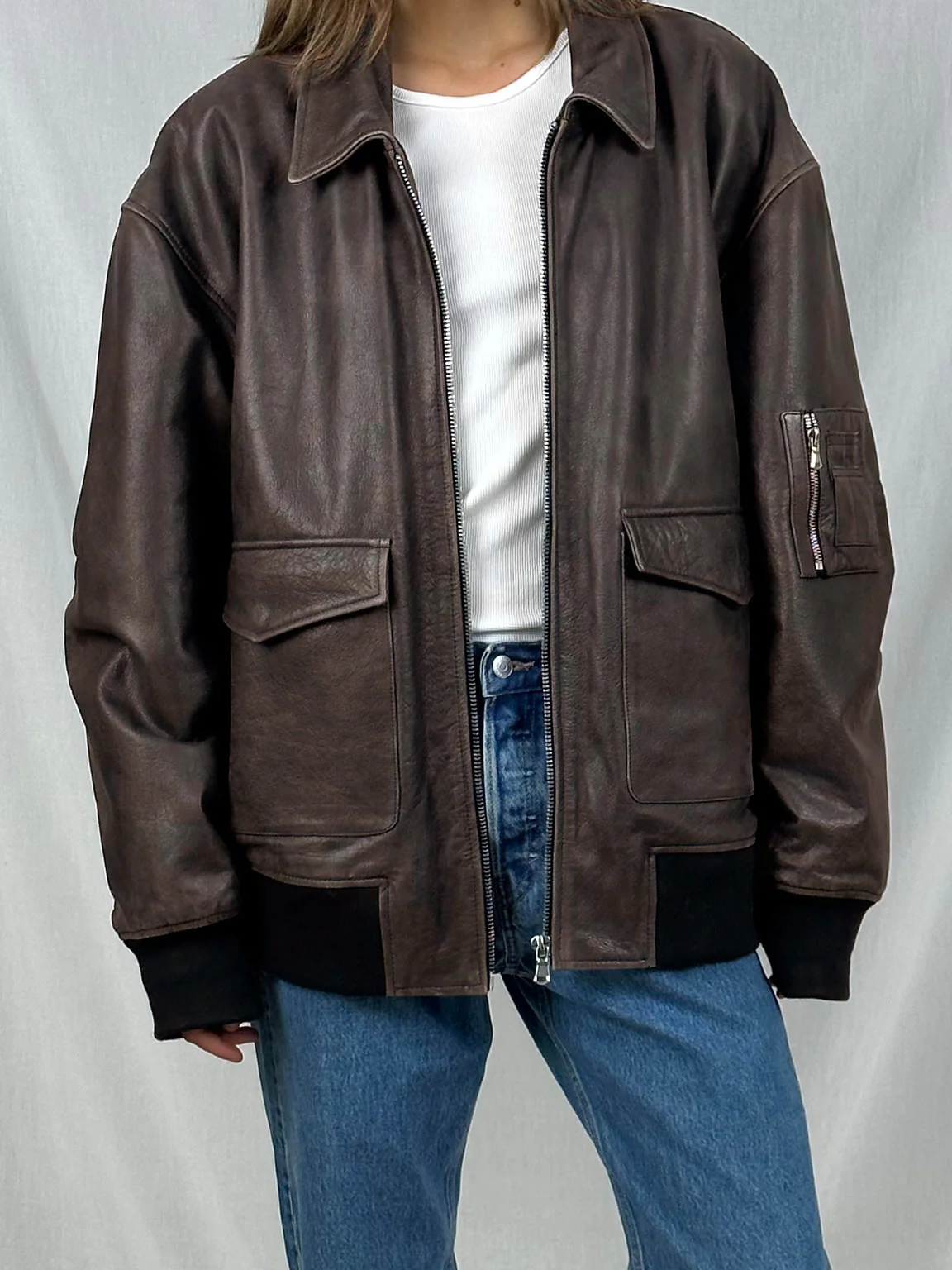 CLYDE LEATHER BOMBER - BROWN - Image 4