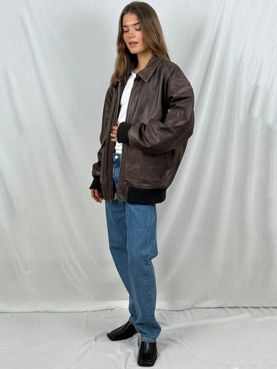 CLYDE LEATHER BOMBER - BROWN - Image 5