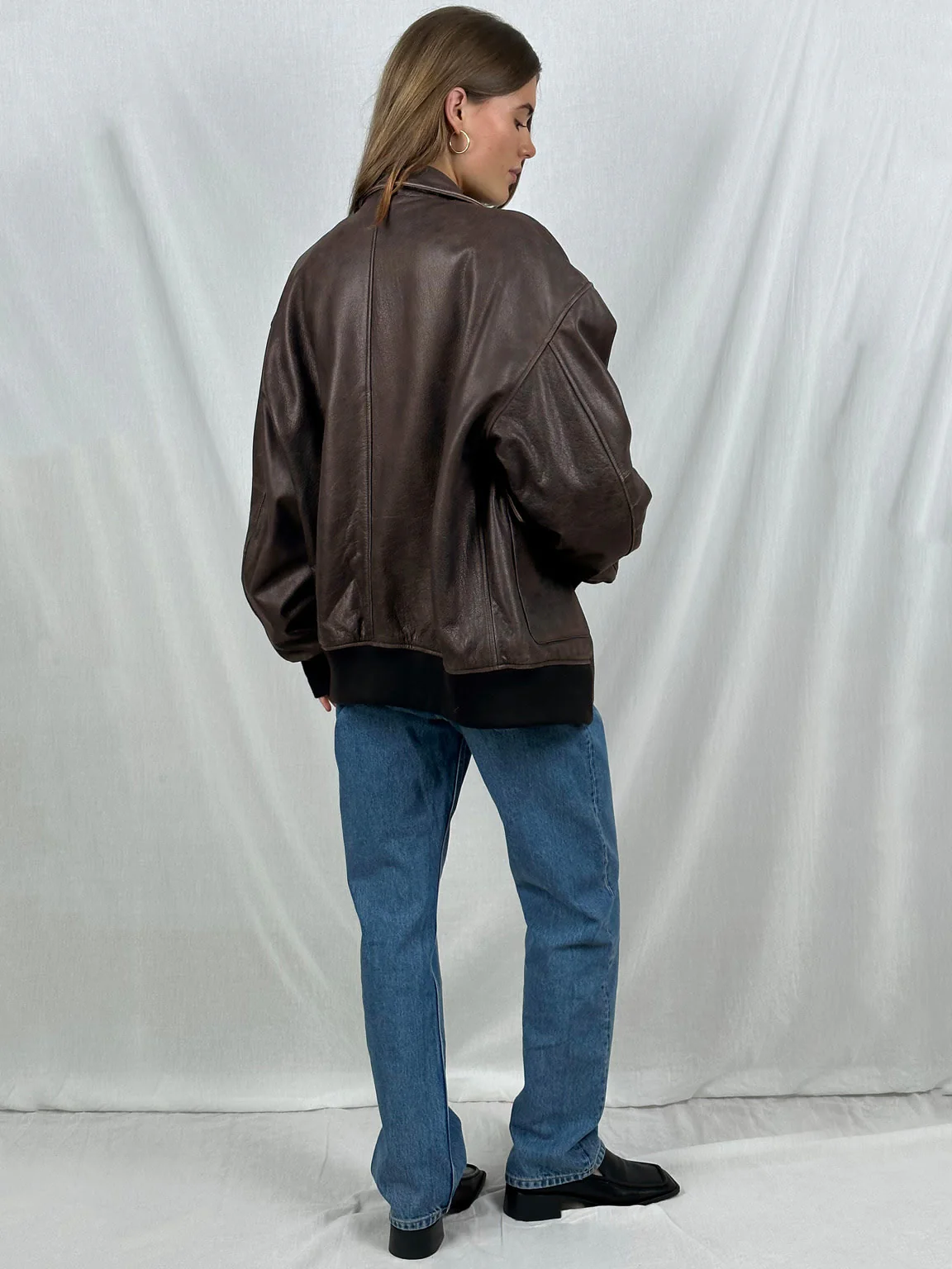 CLYDE LEATHER BOMBER - BROWN - Image 6
