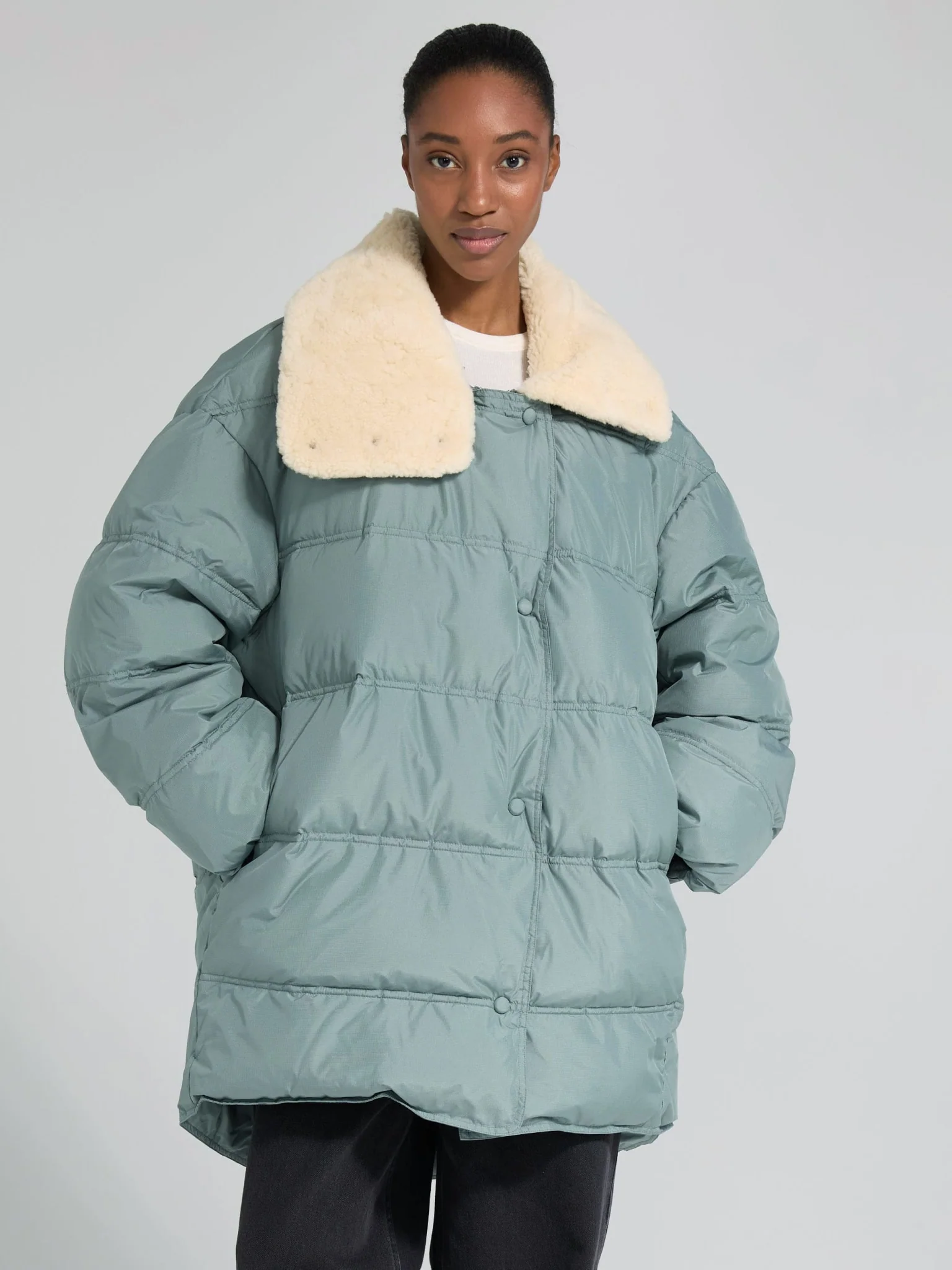 DANNY DOWN COAT - GREY/GREEN - Image 2