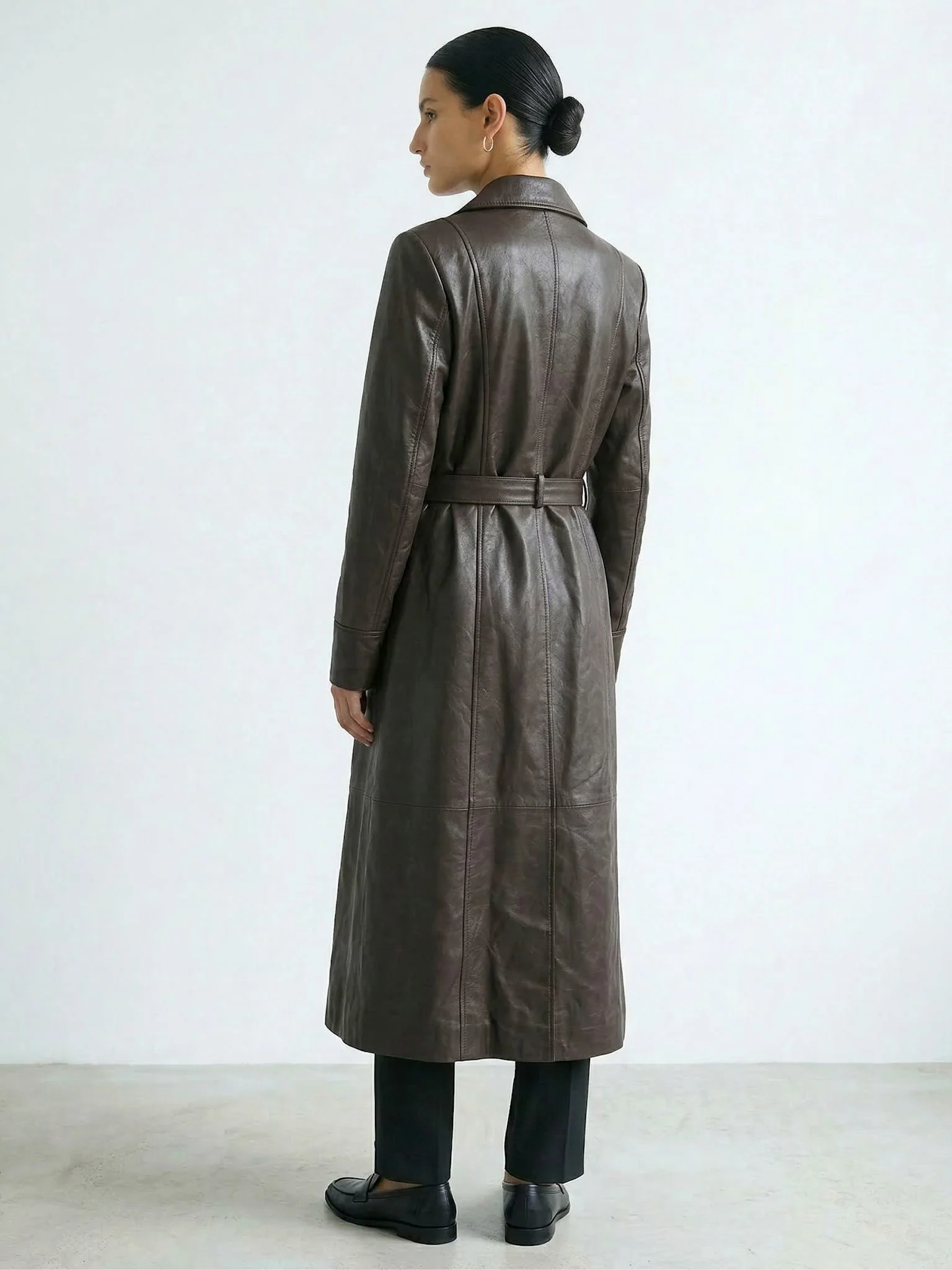 DREW LEATHER COAT - BROWN - Image 3