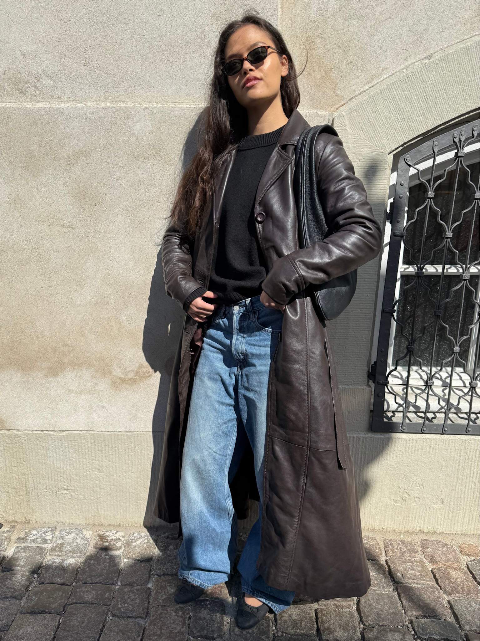 DREW LEATHER COAT - BROWN - Image 7