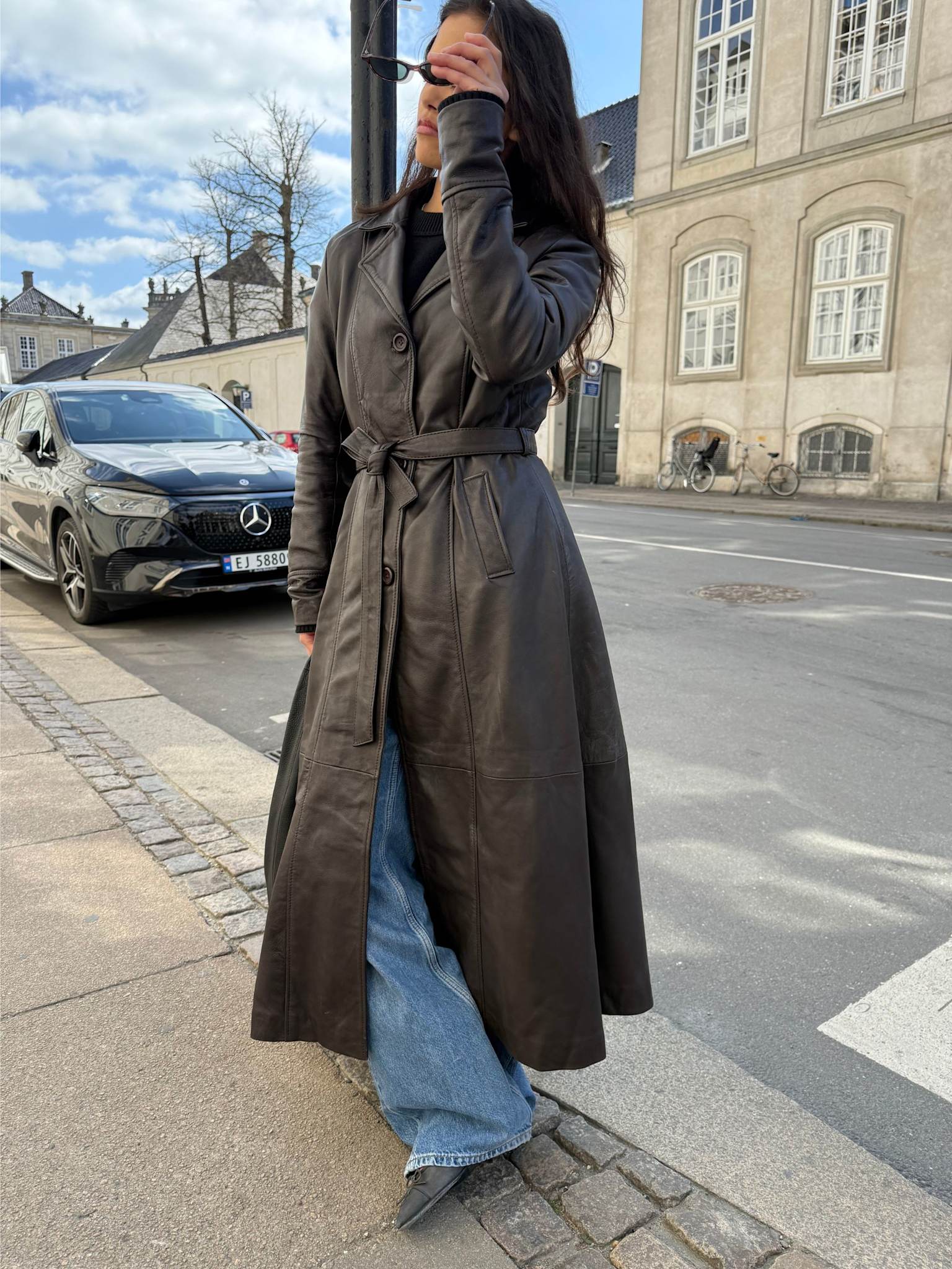 DREW LEATHER COAT - BROWN - Image 9