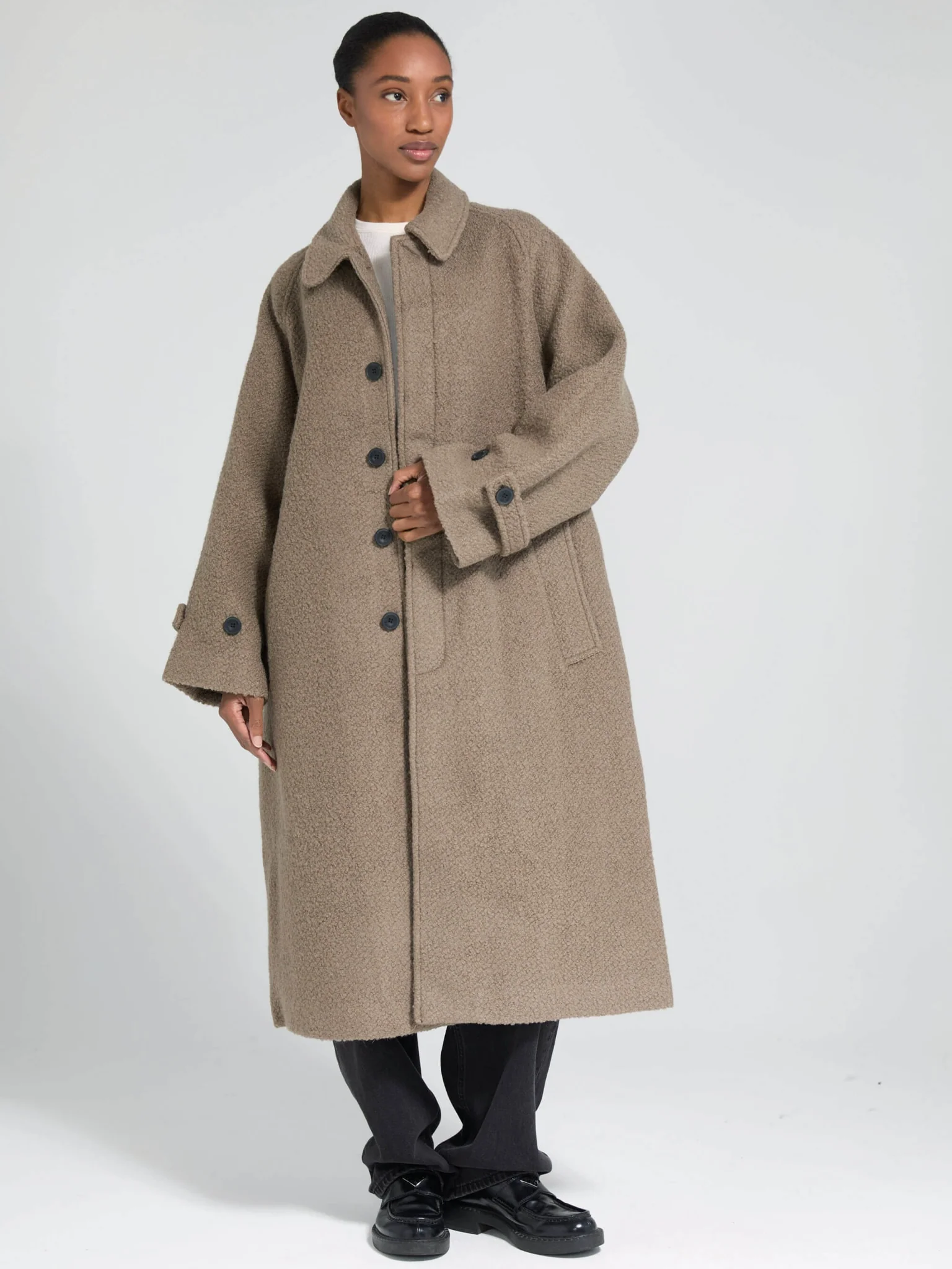 GIA BOUCLE COAT - GREY/BROWN - Image 2