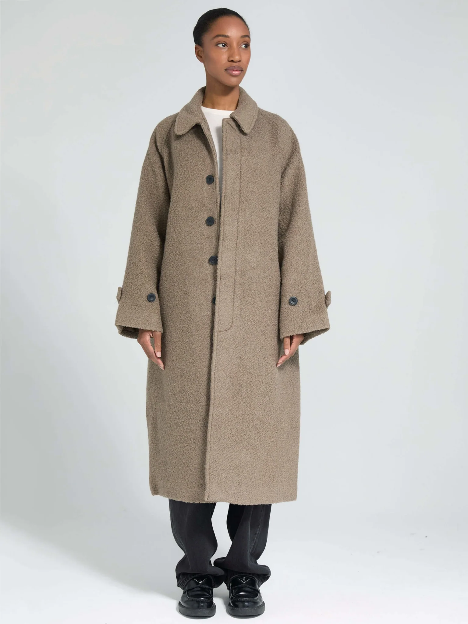 GIA BOUCLE COAT - GREY/BROWN - Image 3