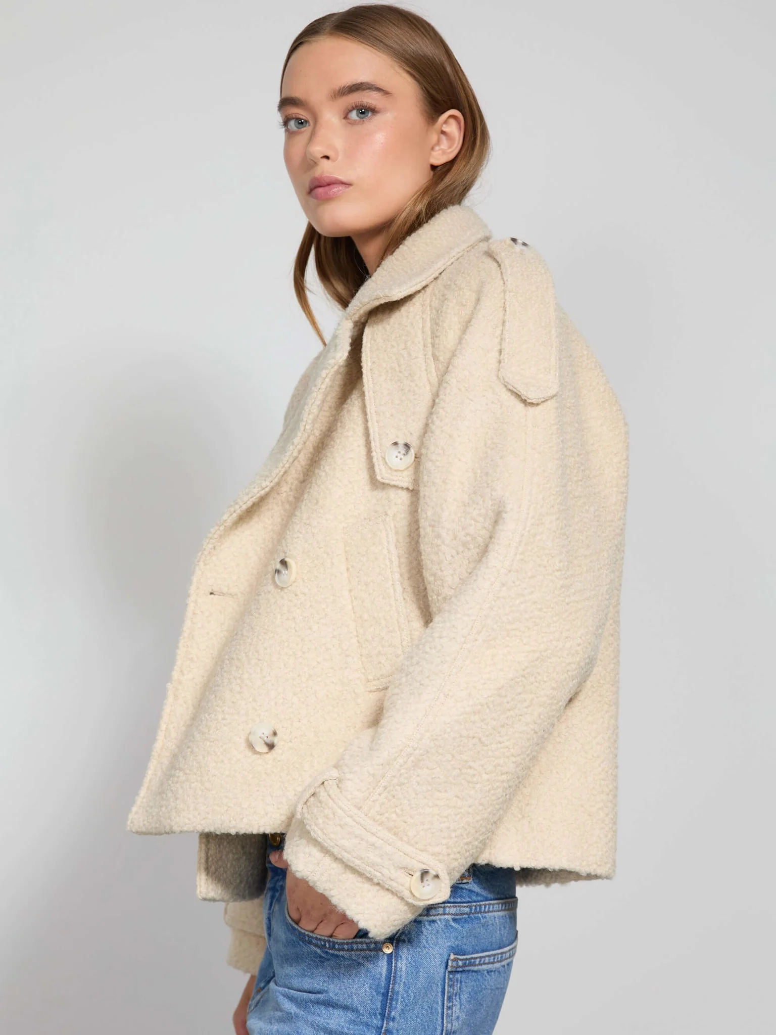 HANNI BOUCLE JACKET - CREME - Image 3
