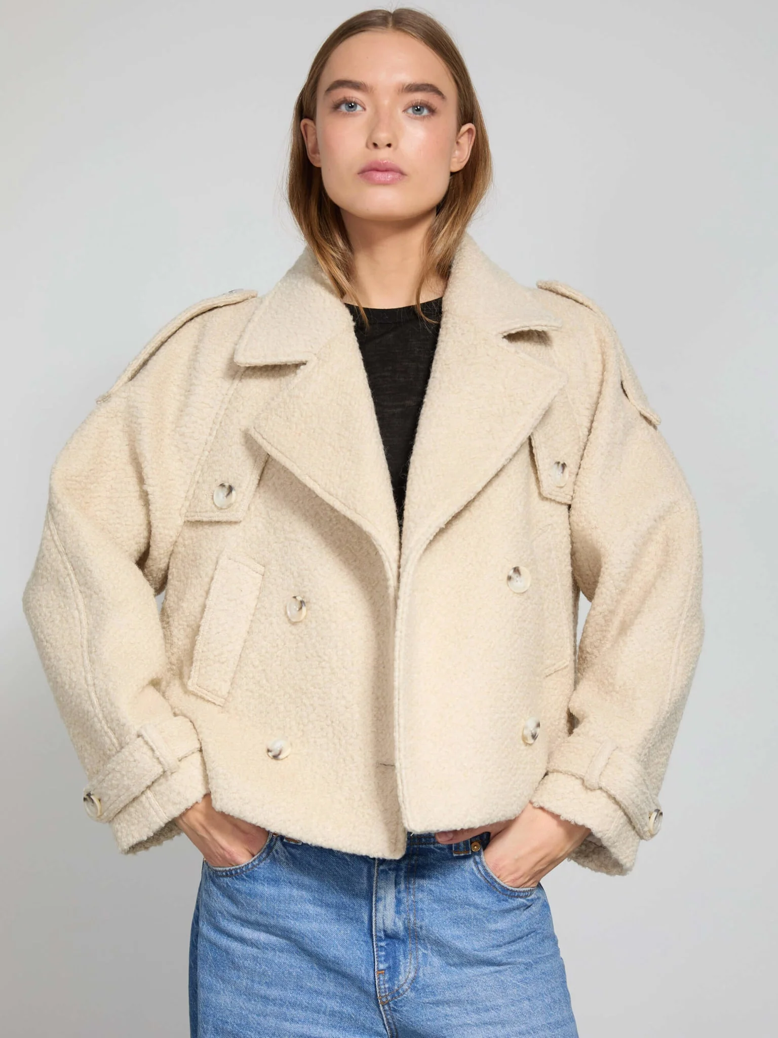 HANNI BOUCLE JACKET - CREME - Image 4