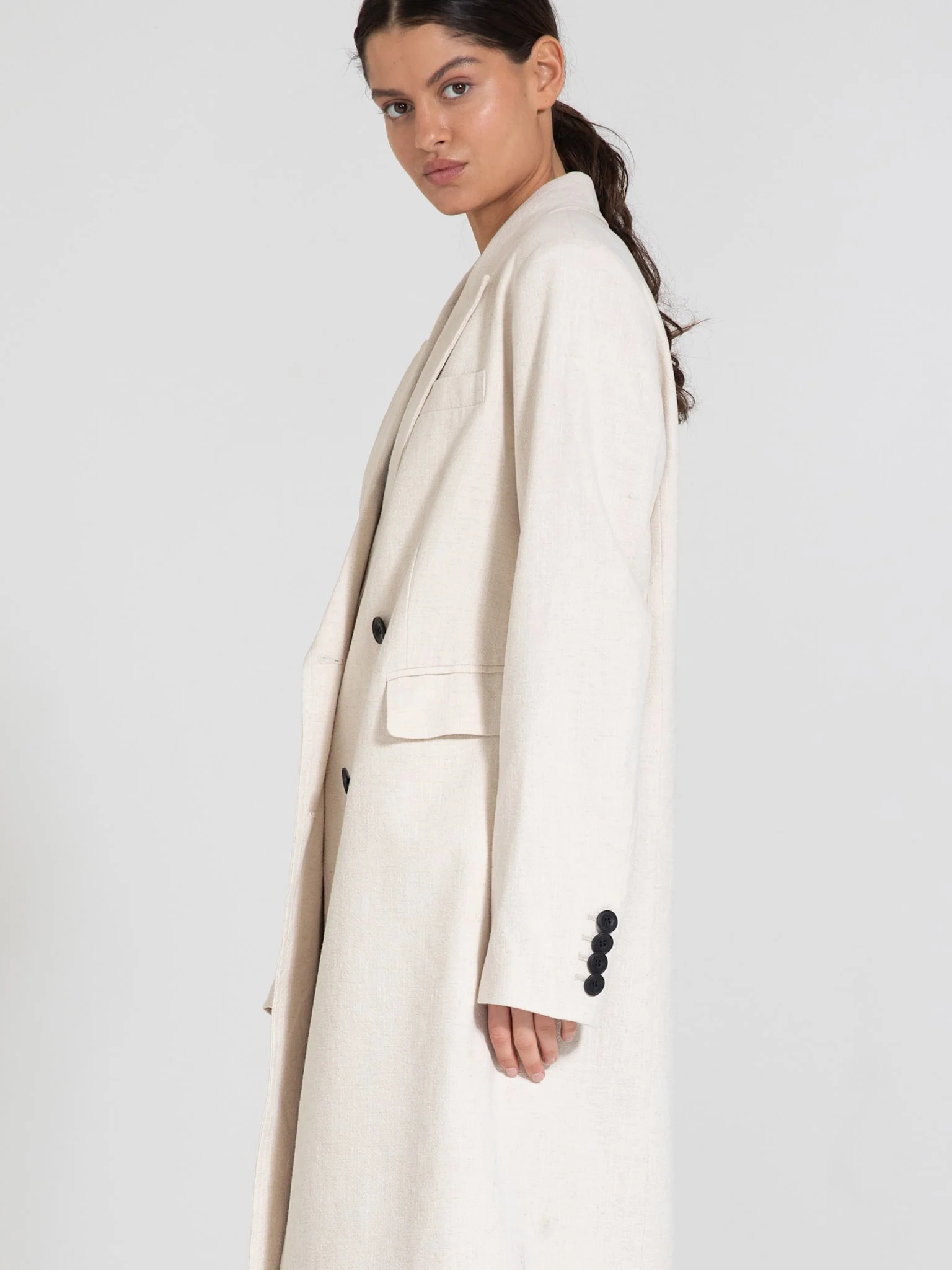HARVEY LINEN COAT - CREME - Image 4