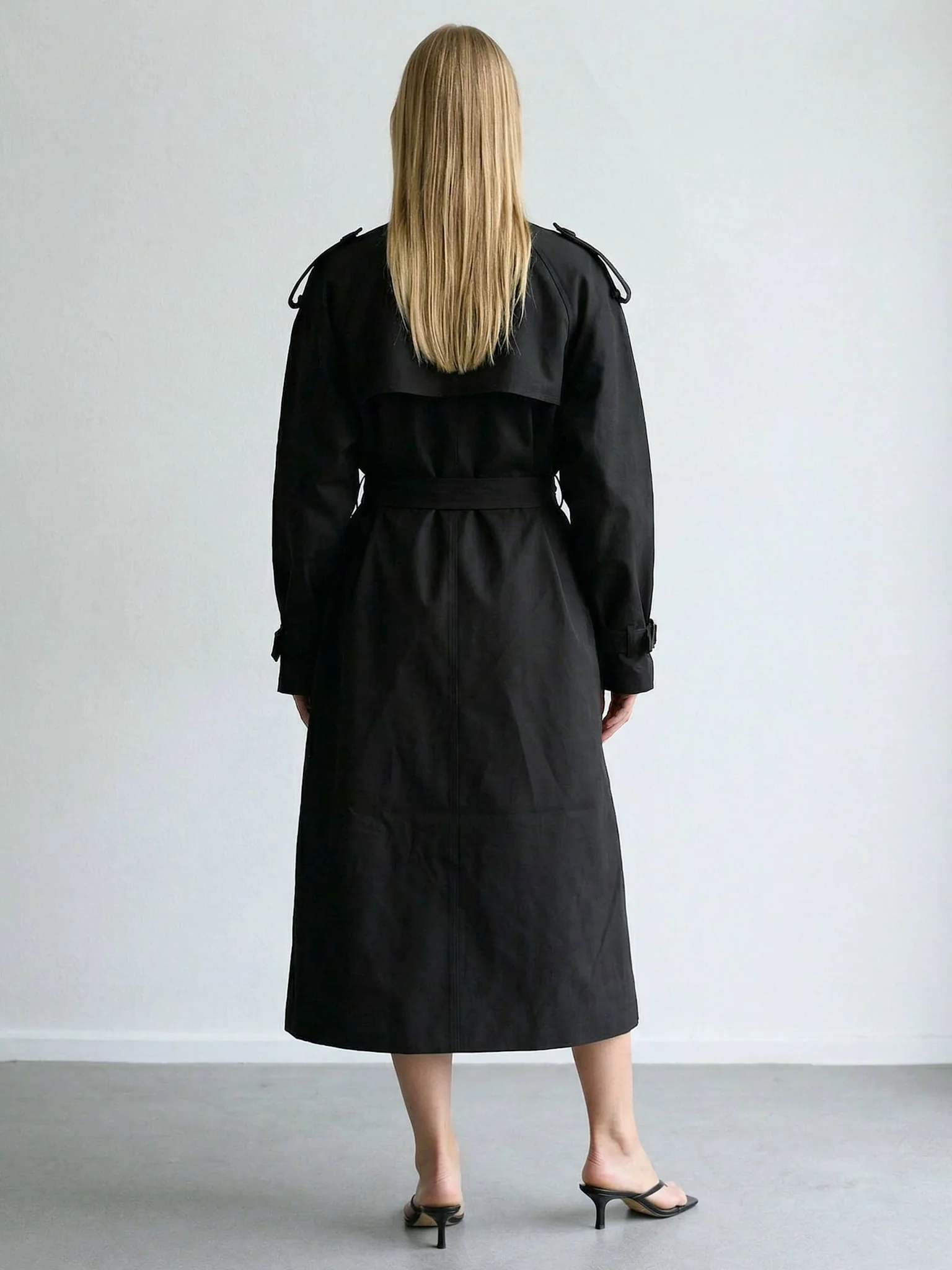 HEATHER TRENCH COAT - BLACK - Image 3