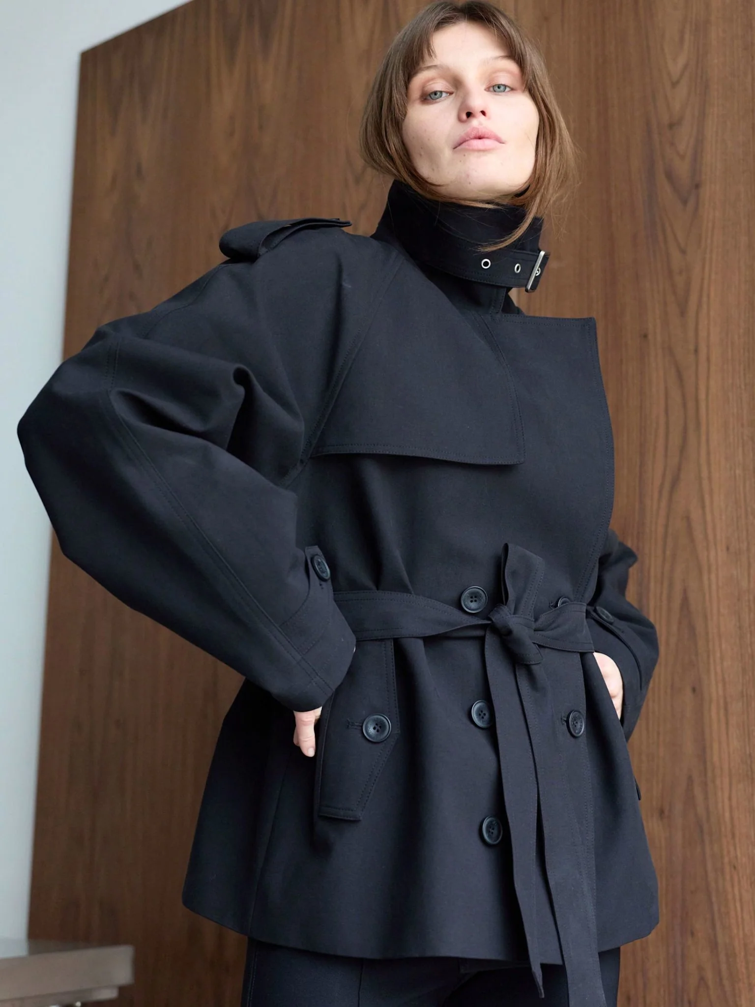 HEATHER TRENCH JACKET - BLACK - Image 3