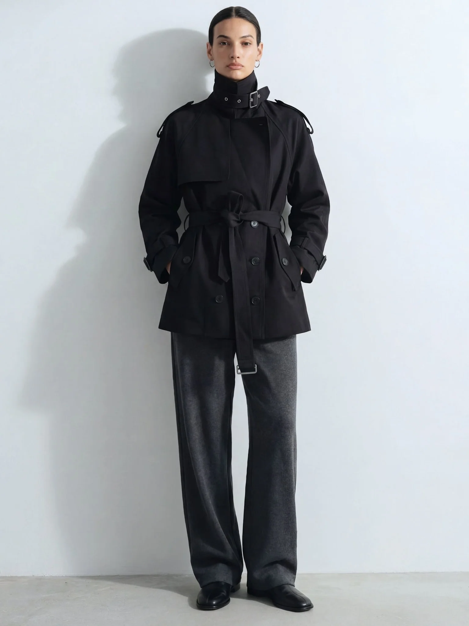 HEATHER TRENCH JACKET - BLACK - Image 7