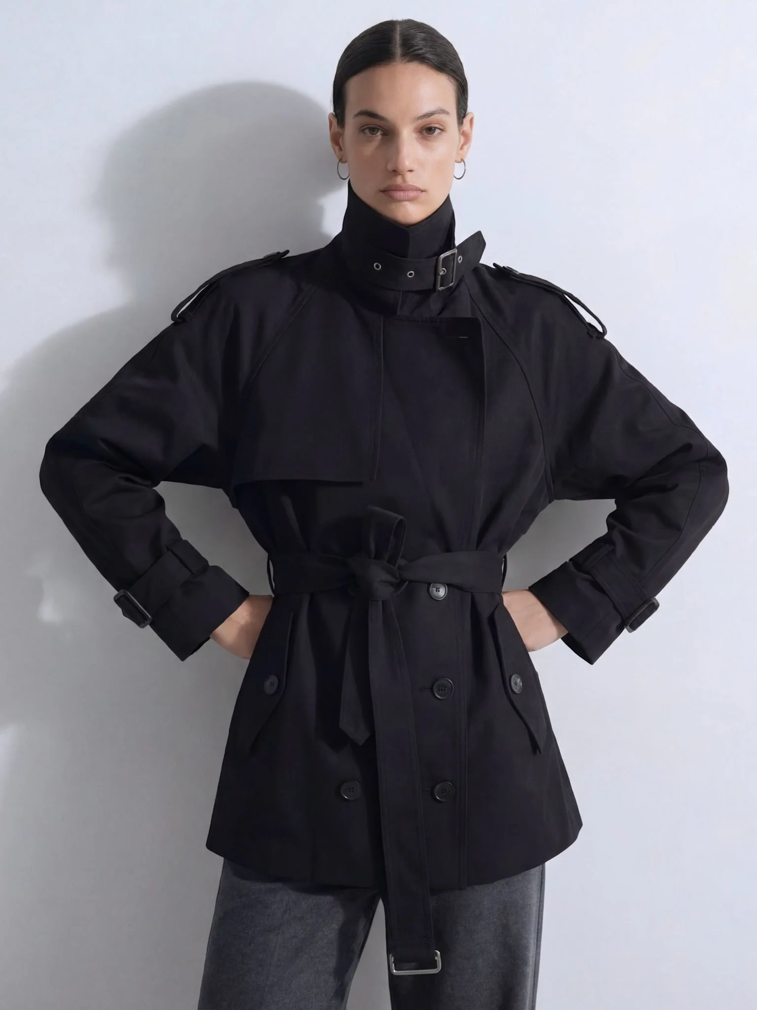 HEATHER TRENCH JACKET - BLACK - Image 8