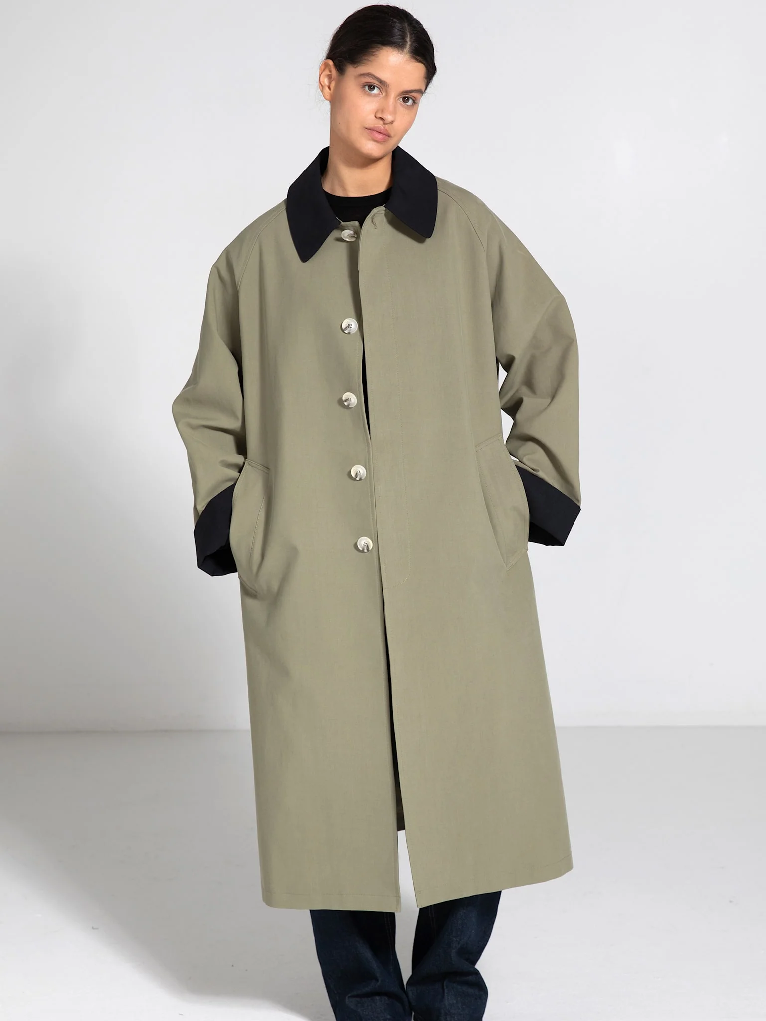 JOEL CANVAS COAT - ARMY/BLACK - Image 3