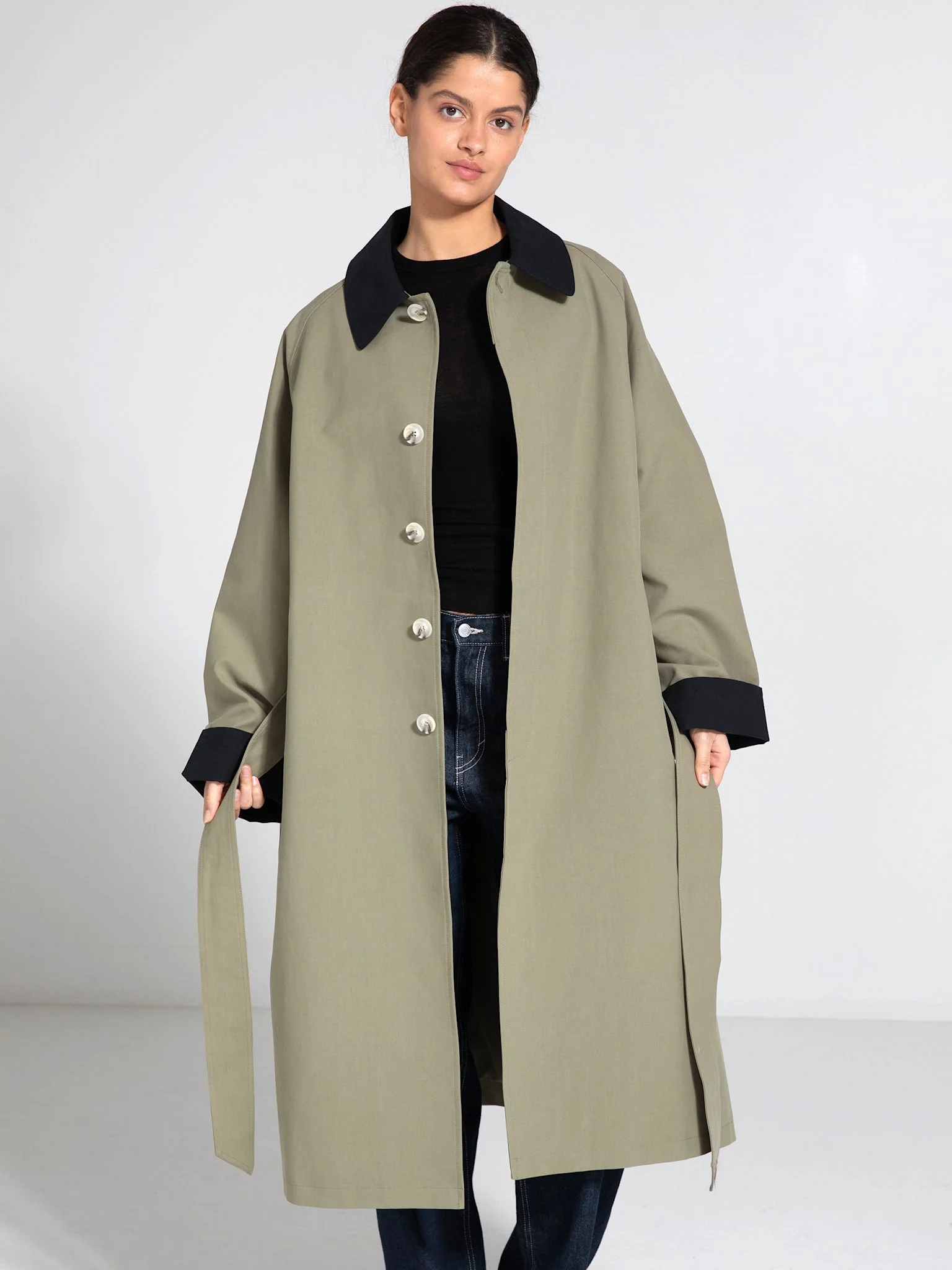 JOEL CANVAS COAT - ARMY/BLACK - Image 4