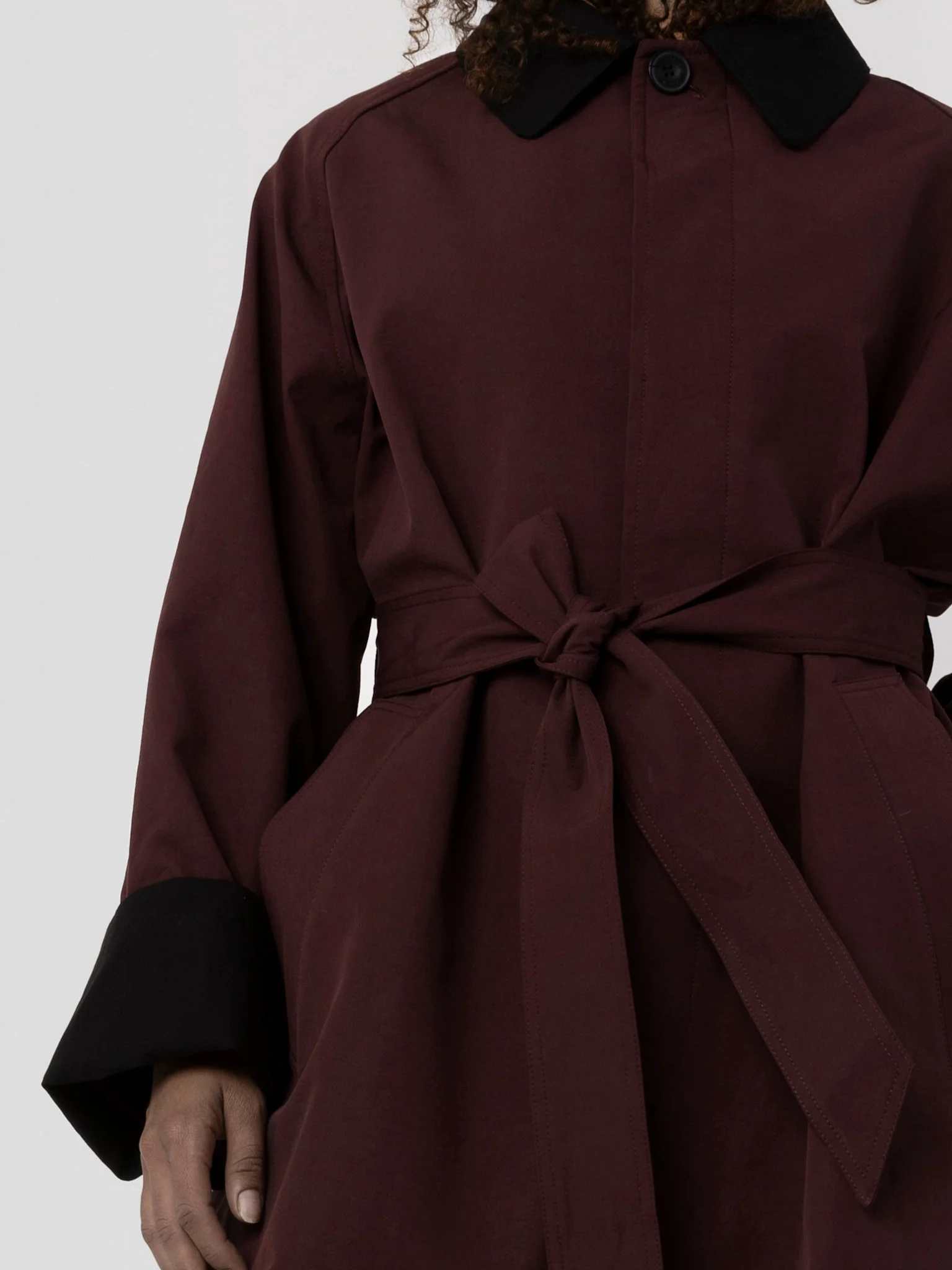 JOEL CANVAS COAT - BURGUNDY/BLACK - Image 3