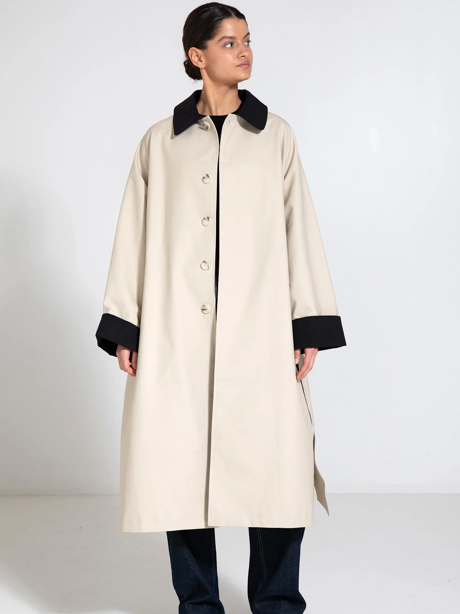 JOEL CANVAS COAT - CREME/BLACK - Image 2