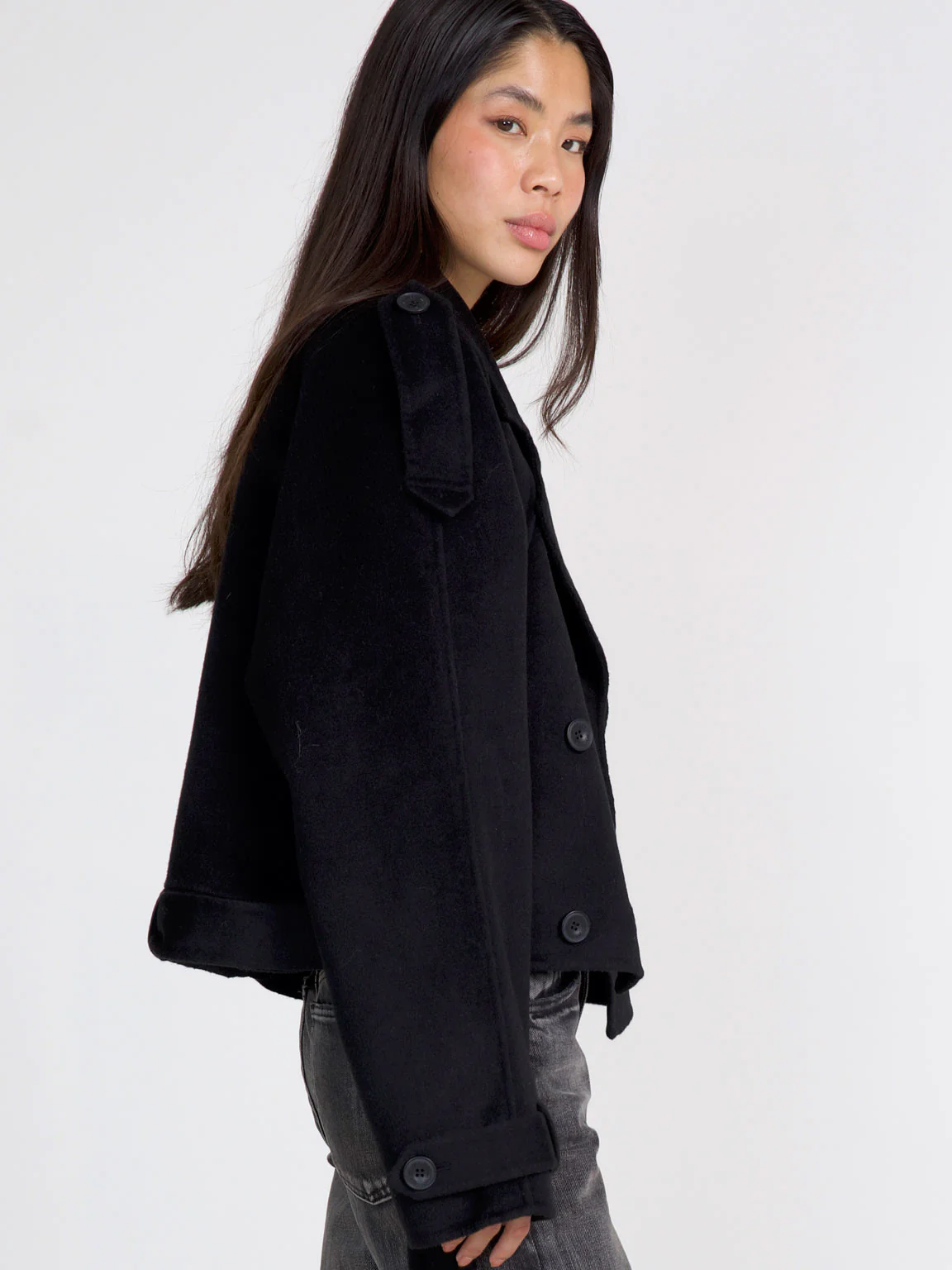 JOHN TRENCH JACKET - WOOL - BLACK - Image 3
