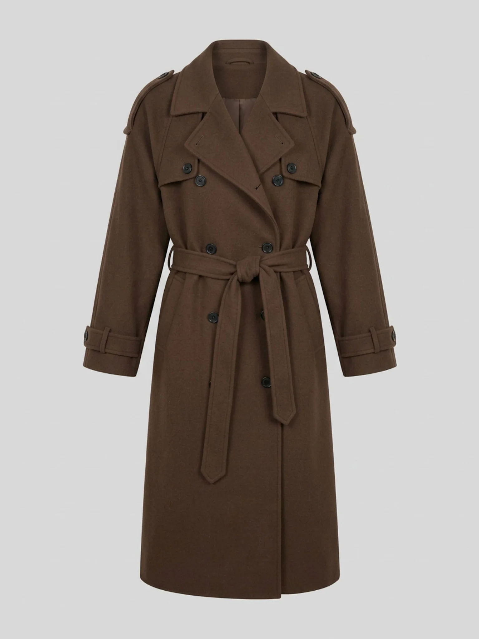JOHN TRENCHCOAT - WOOL - GREY BROWN