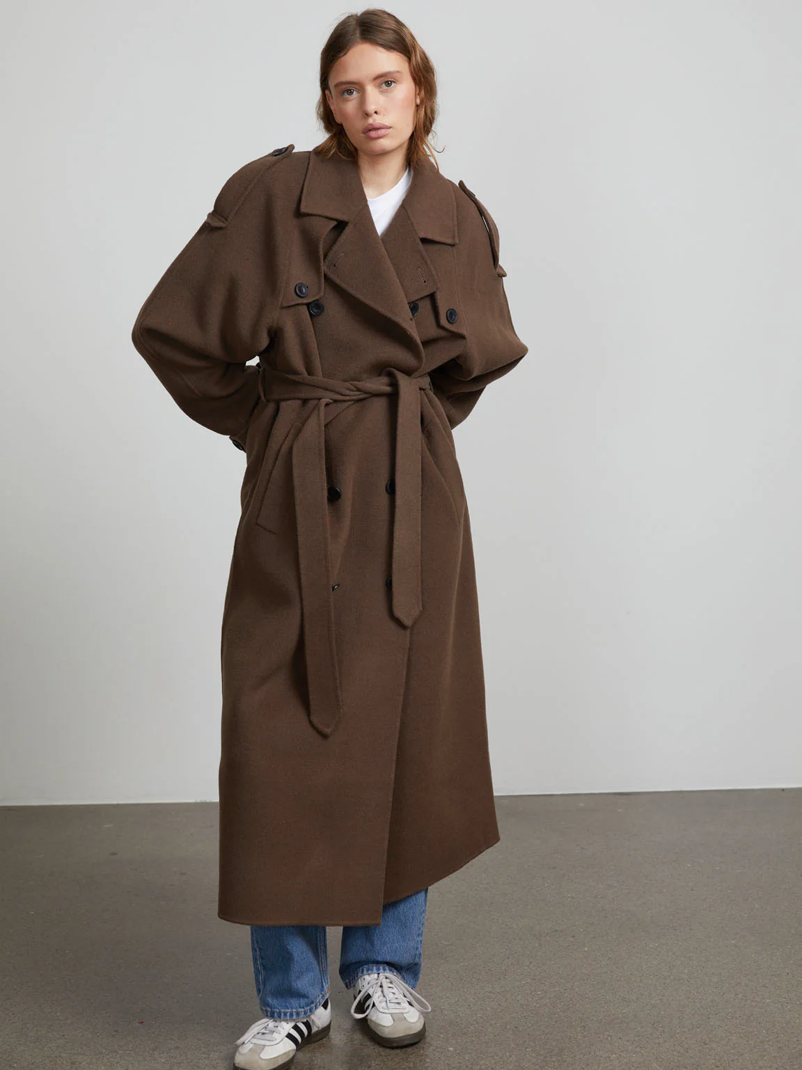 JOHN TRENCHCOAT - WOOL - GREY BROWN - Image 3
