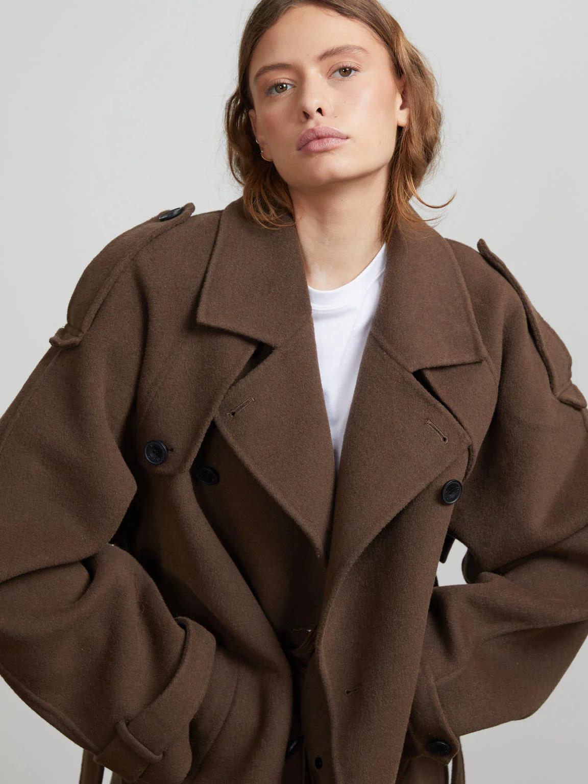 JOHN TRENCHCOAT - WOOL - GREY BROWN - Image 5