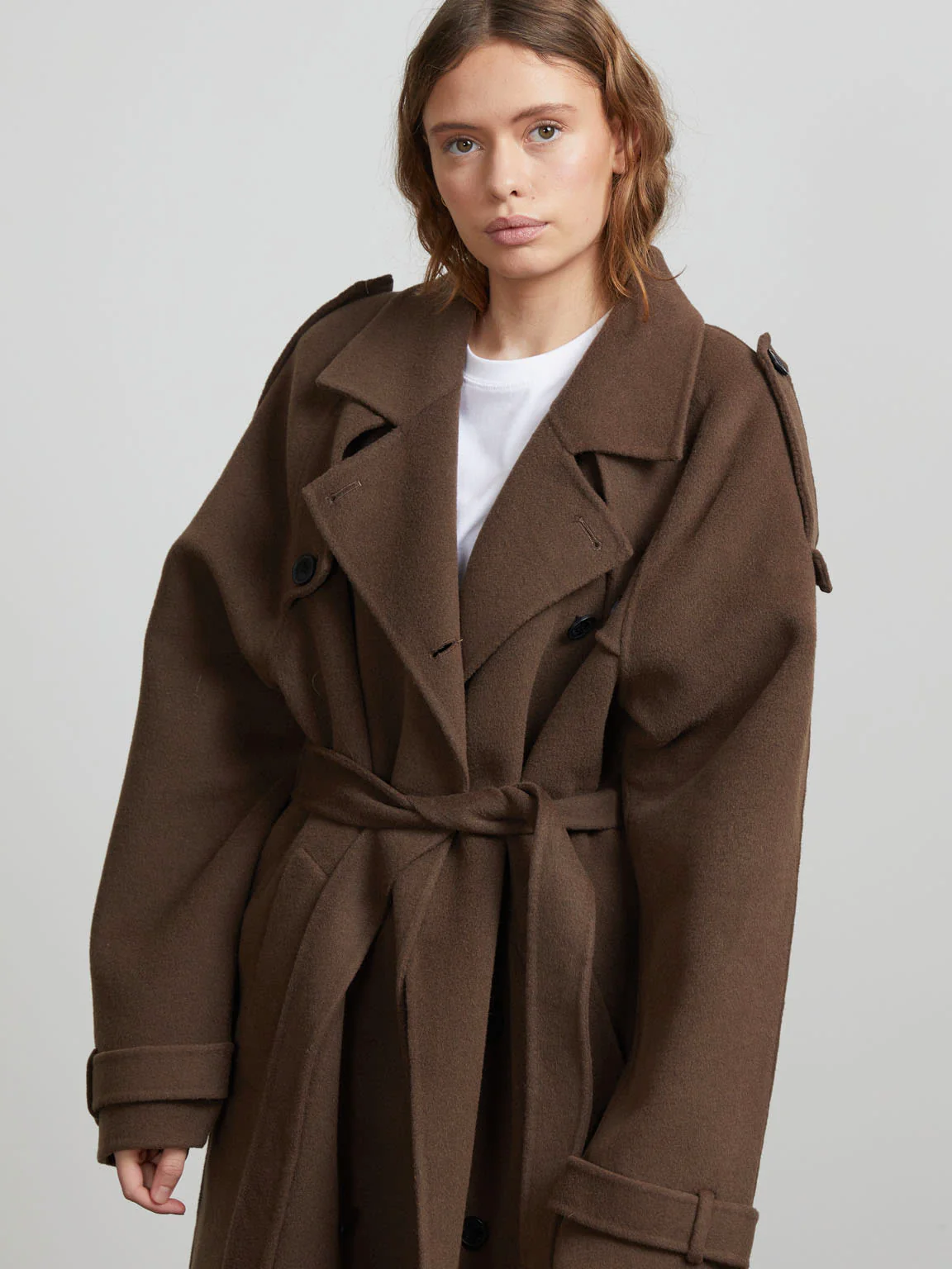 JOHN TRENCHCOAT - WOOL - GREY BROWN - Image 8