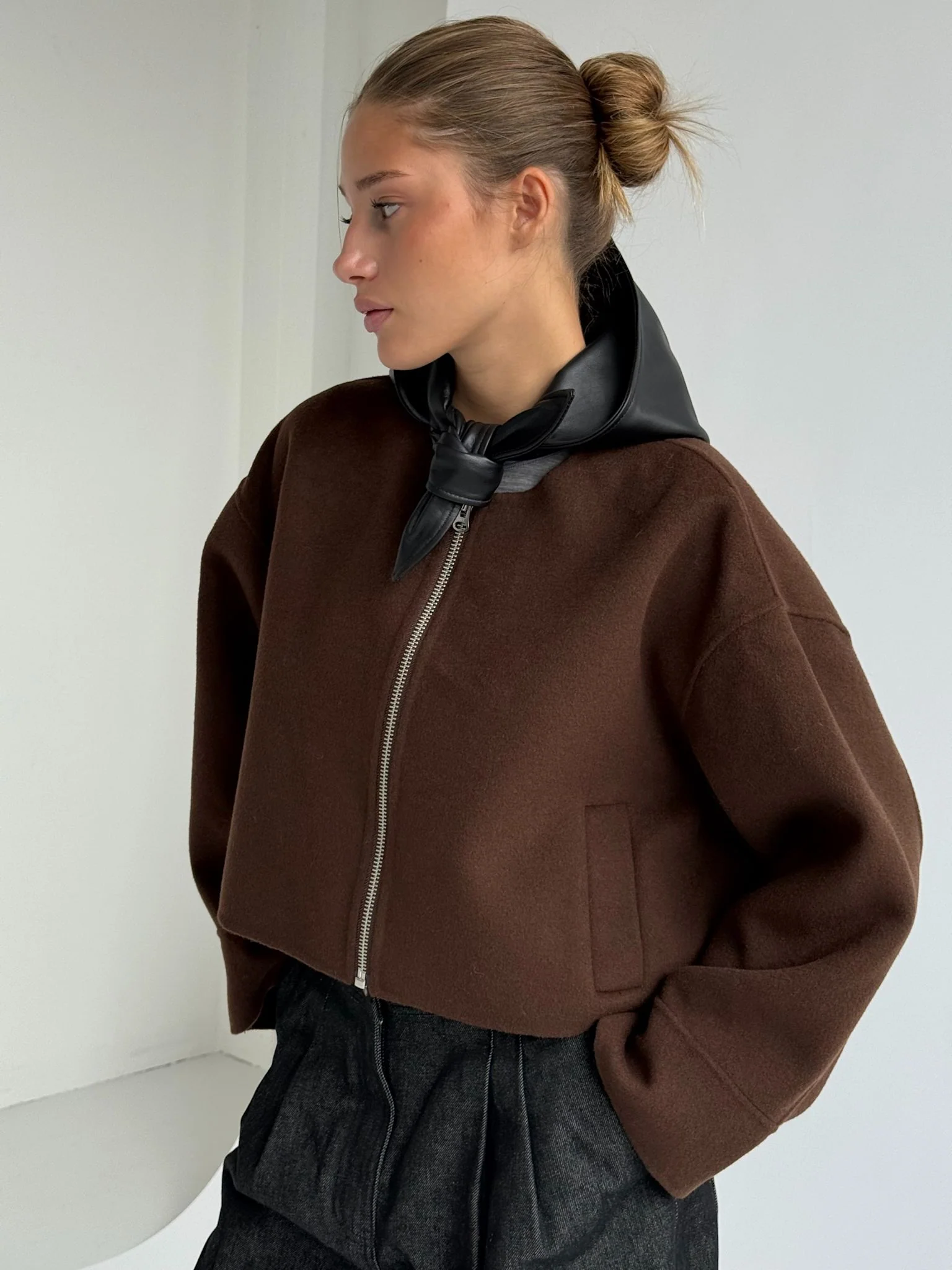 KARLA WOOL JACKET BROWN - Image 3
