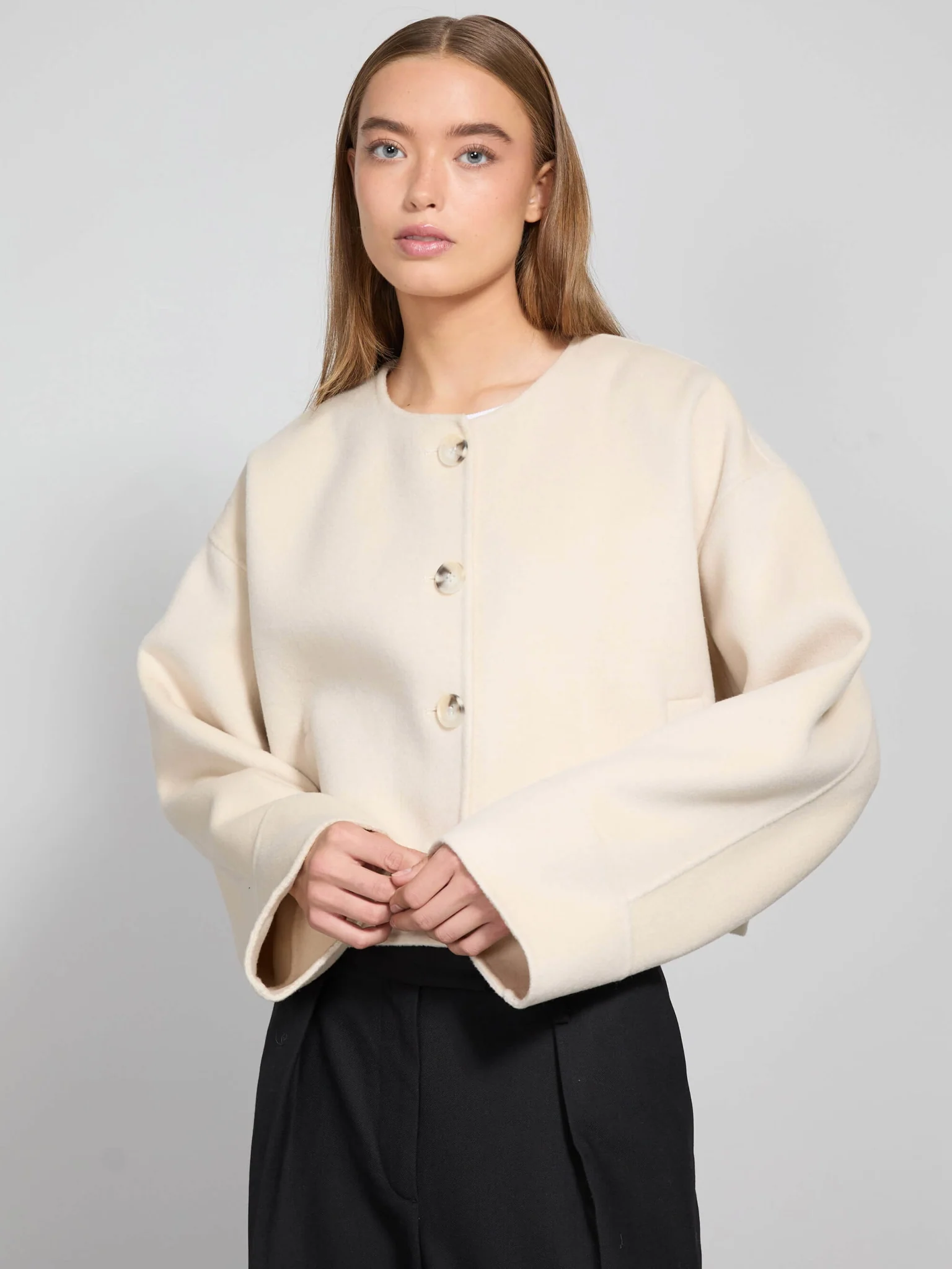KARLA WOOL JACKET - CREME - Image 4