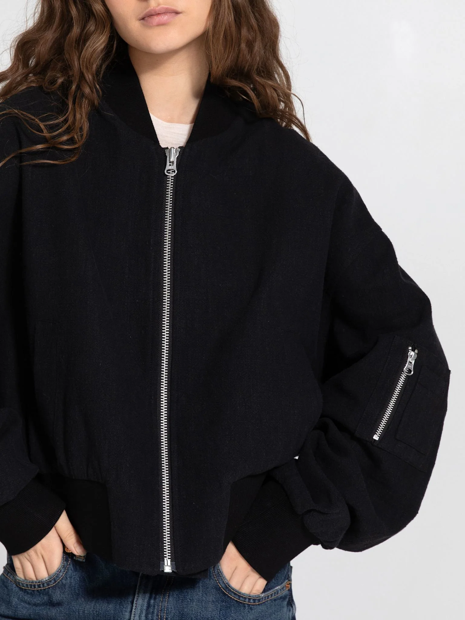 KIAN LINEN BOMBER - BLACK - Image 2