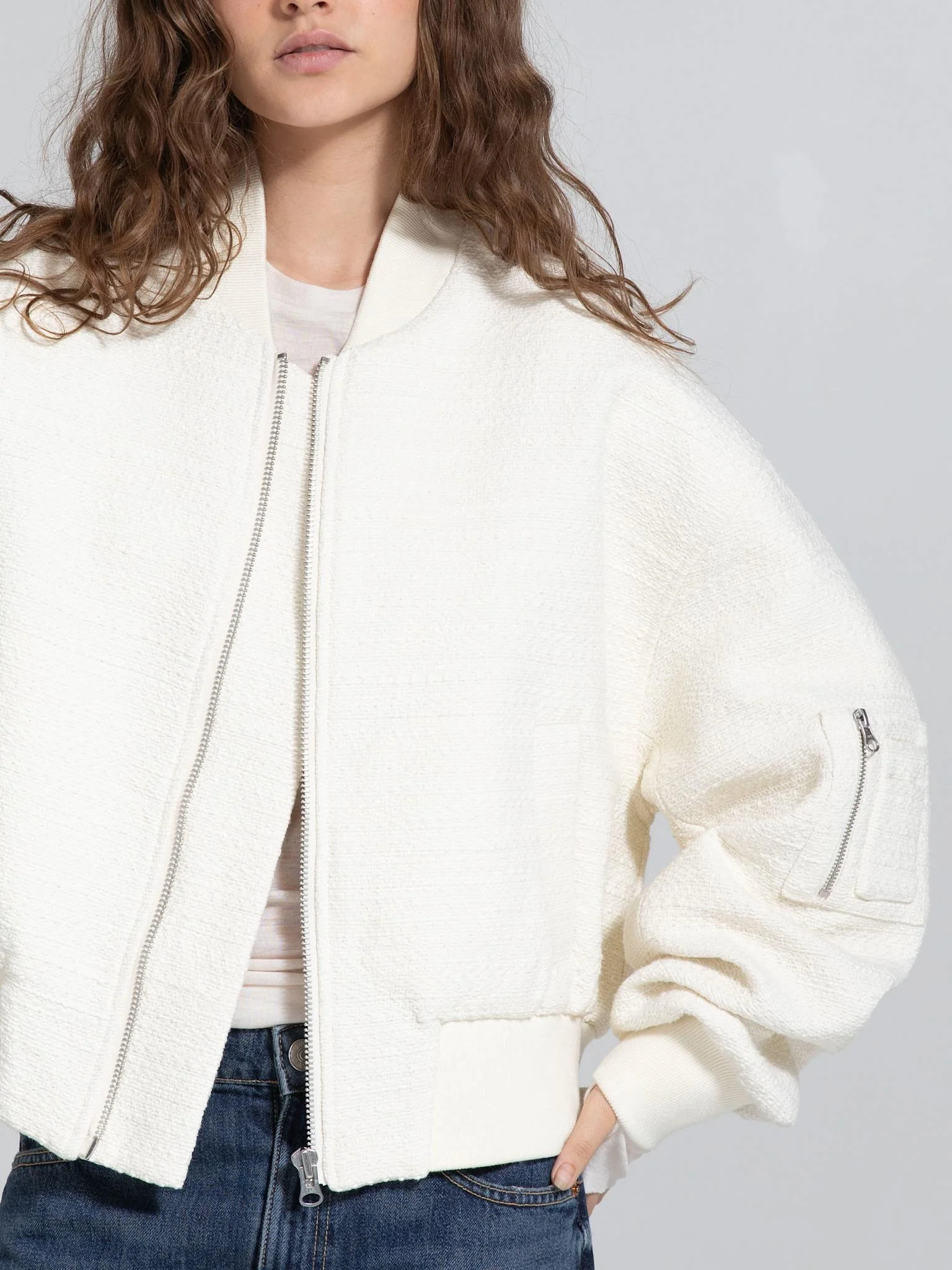 KIAN TWEED BOMBER - CREME - Image 3