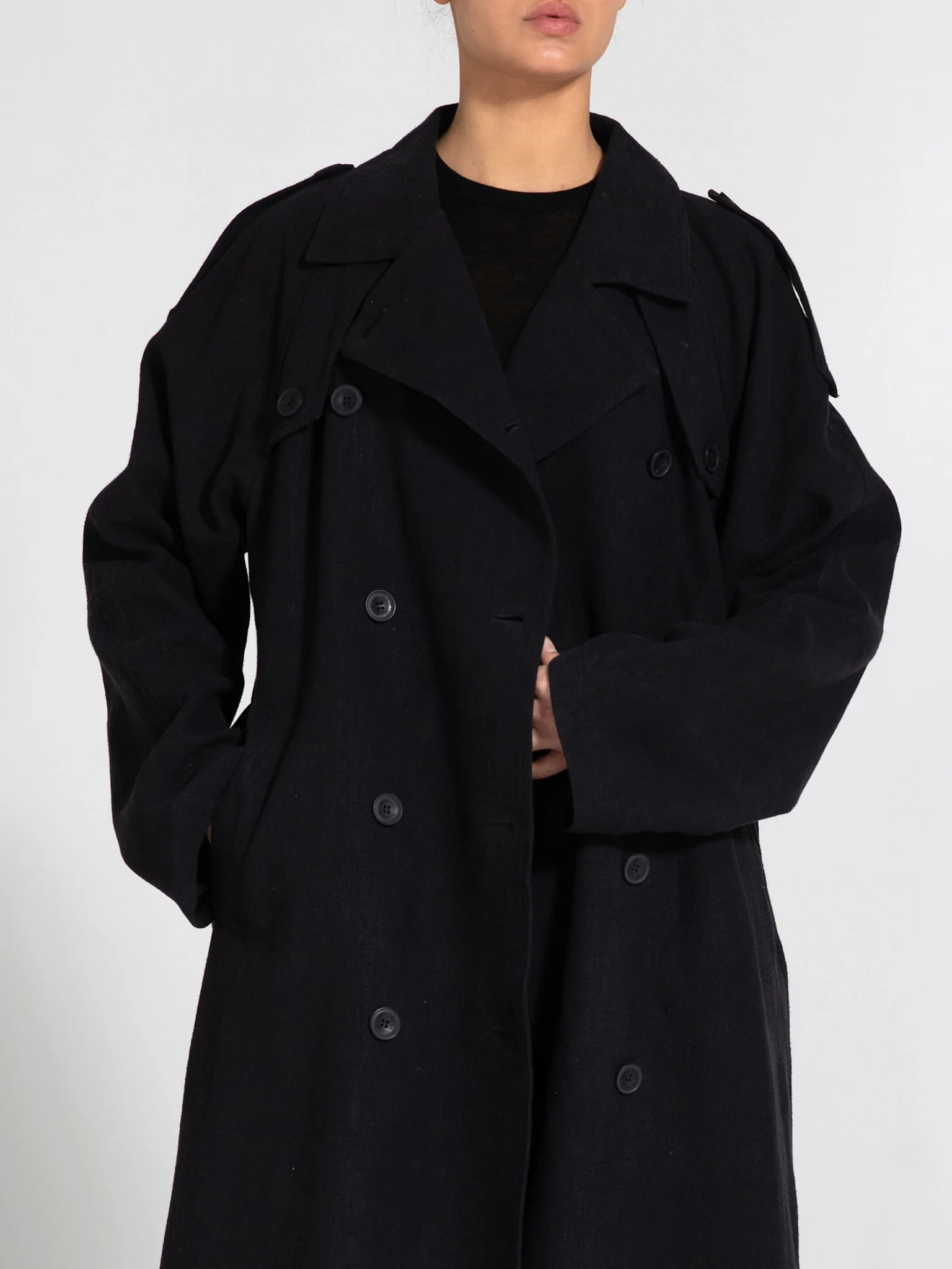 KIRA LINEN COAT - BLACK - Image 3